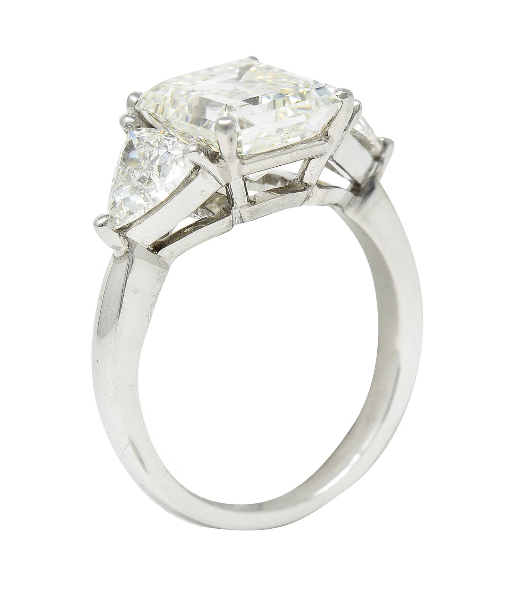 Mid-Century 3.70 CTW Emerald Cut Diamond Platinum Engagement Ring GIA - Image 11