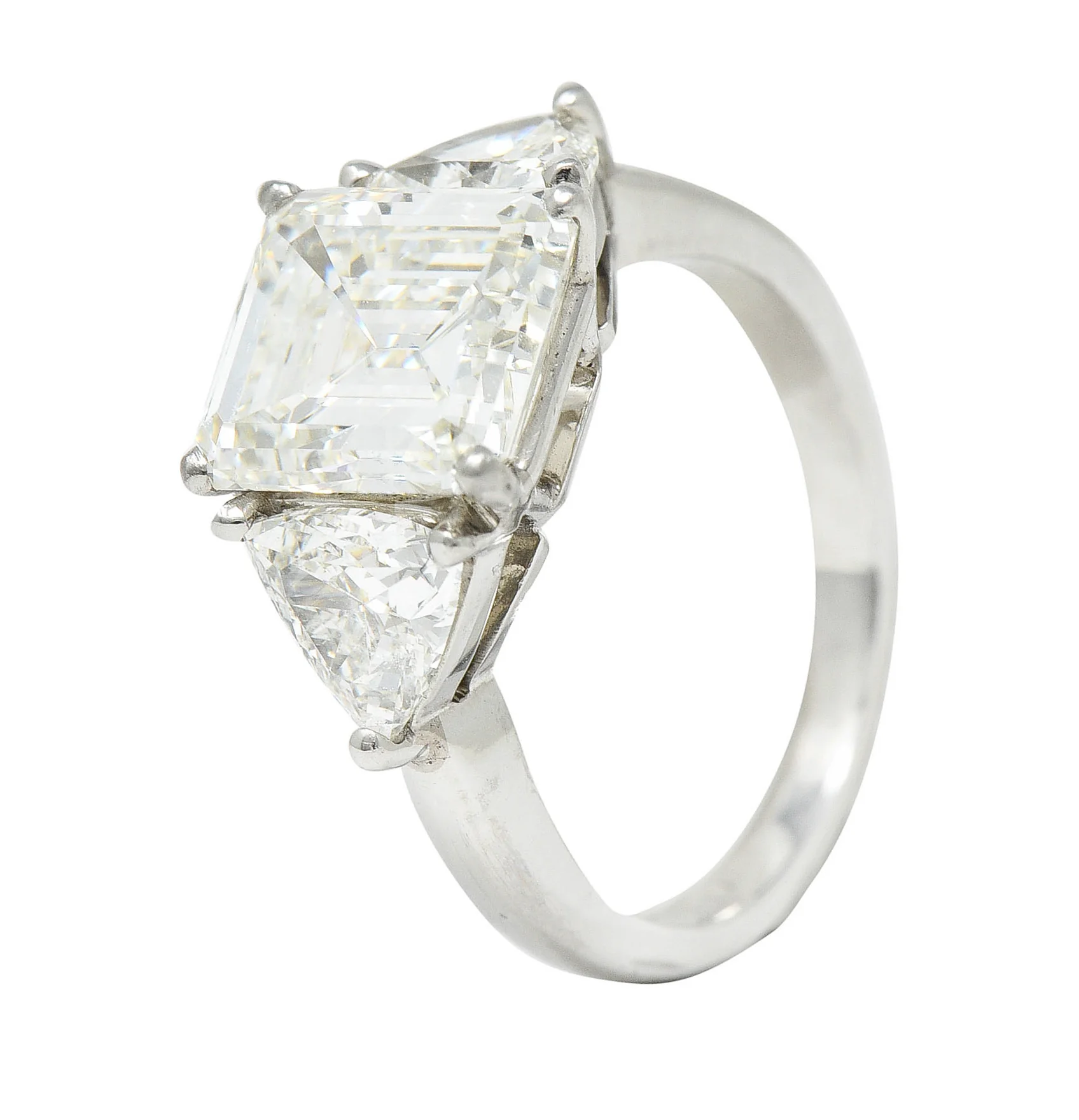 Mid-Century 3.70 CTW Emerald Cut Diamond Platinum Engagement Ring GIA - Image 12