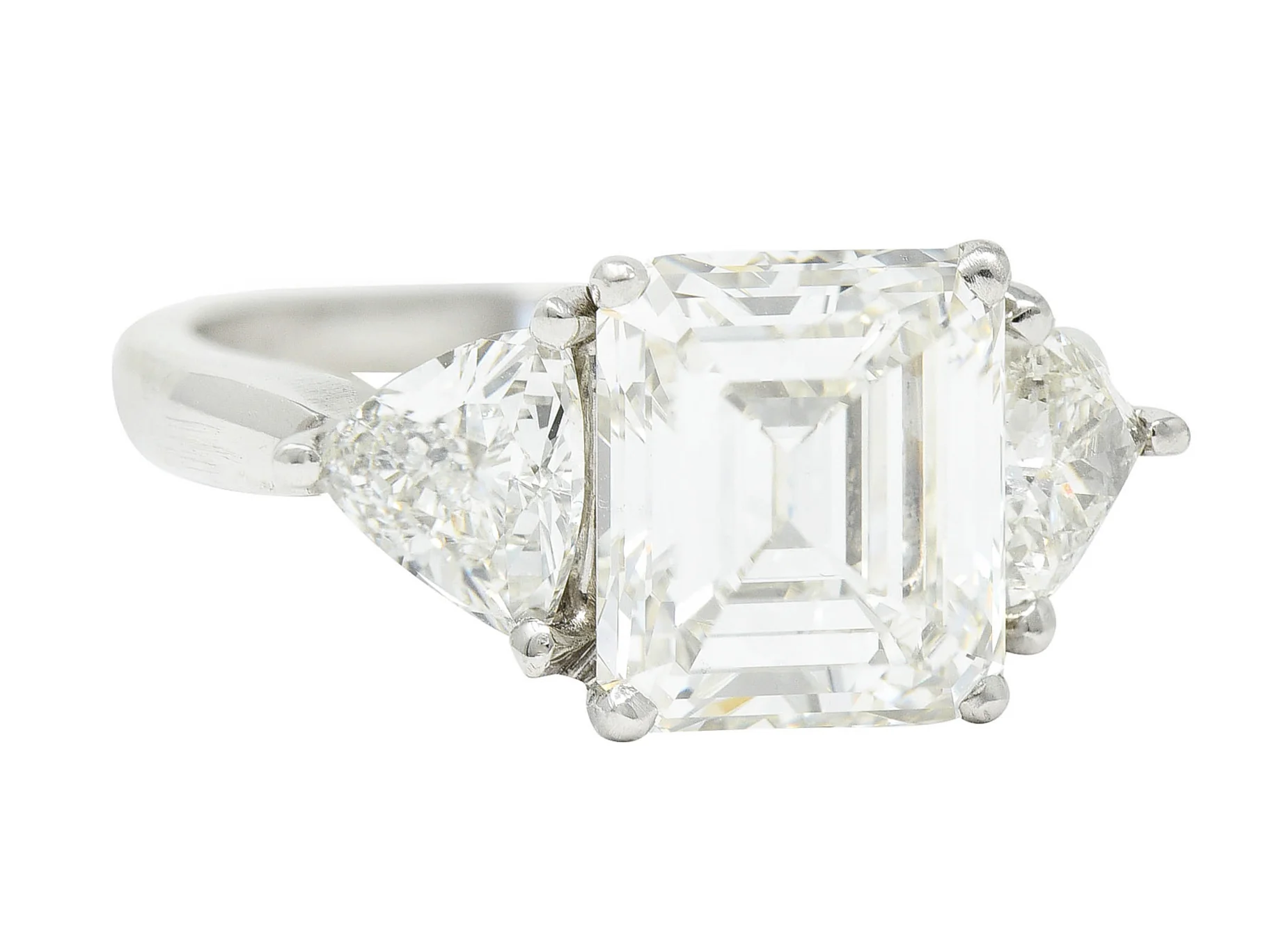 Mid-Century 3.70 CTW Emerald Cut Diamond Platinum Engagement Ring GIA - Image 2
