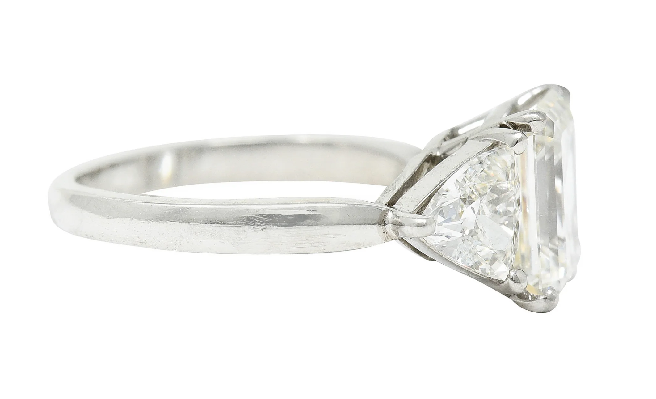 Mid-Century 3.70 CTW Emerald Cut Diamond Platinum Engagement Ring GIA - Image 3