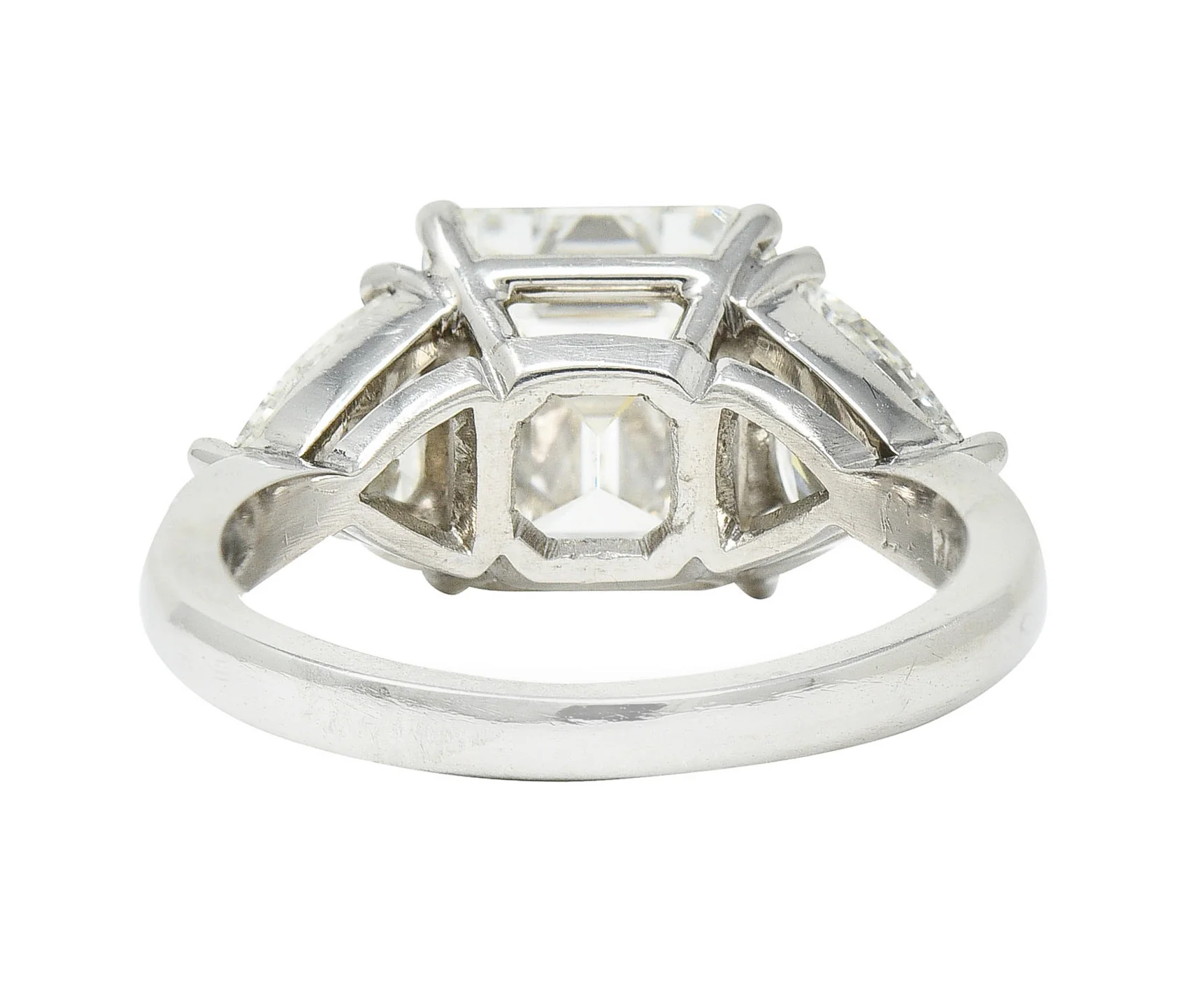 Mid-Century 3.70 CTW Emerald Cut Diamond Platinum Engagement Ring GIA - Image 4