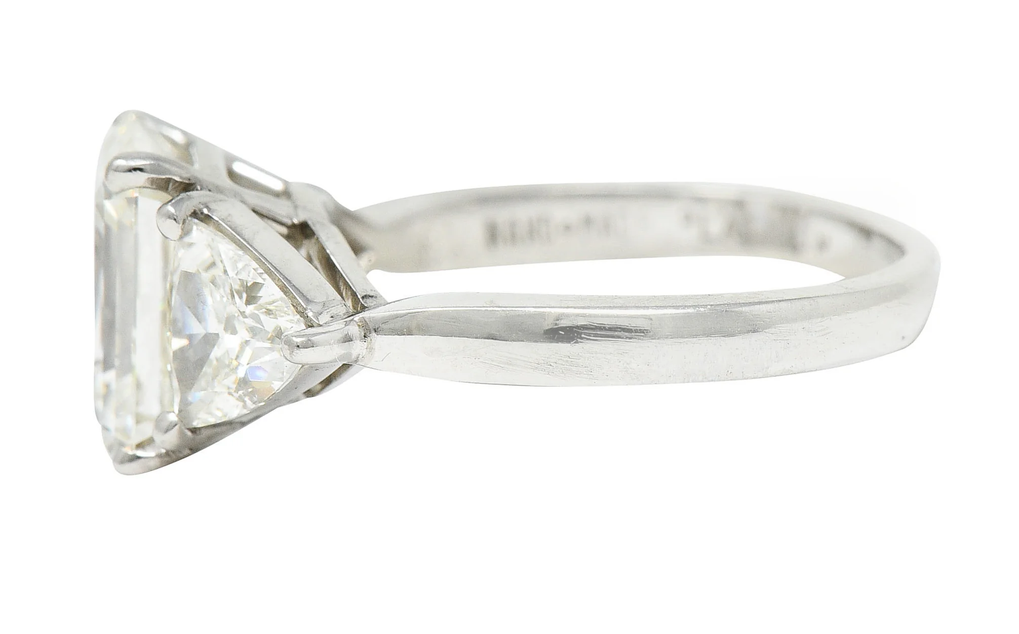 Mid-Century 3.70 CTW Emerald Cut Diamond Platinum Engagement Ring GIA - Image 6