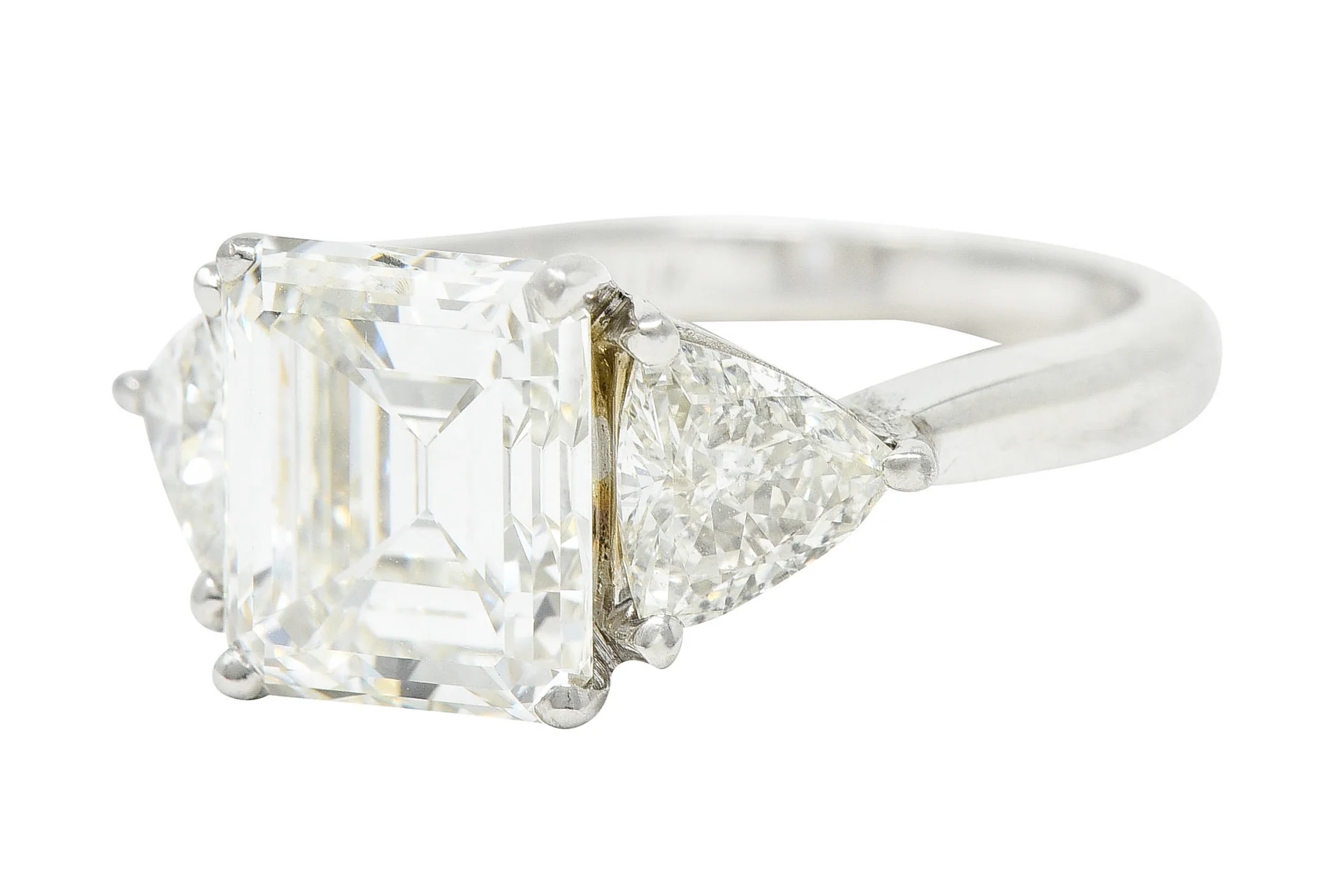 Mid-Century 3.70 CTW Emerald Cut Diamond Platinum Engagement Ring GIA - Image 7