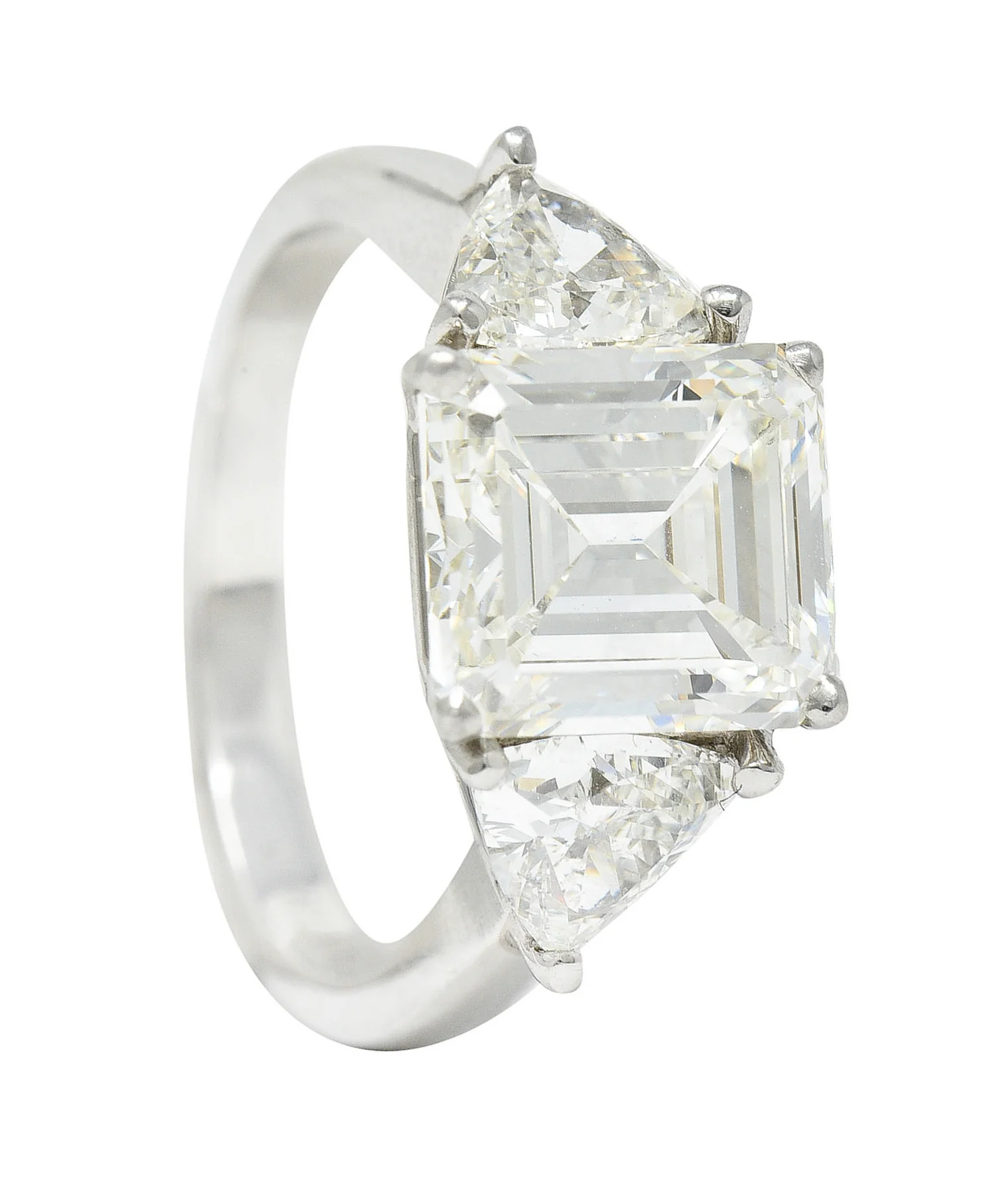 Mid-Century 3.70 CTW Emerald Cut Diamond Platinum Engagement Ring GIA - Image 9