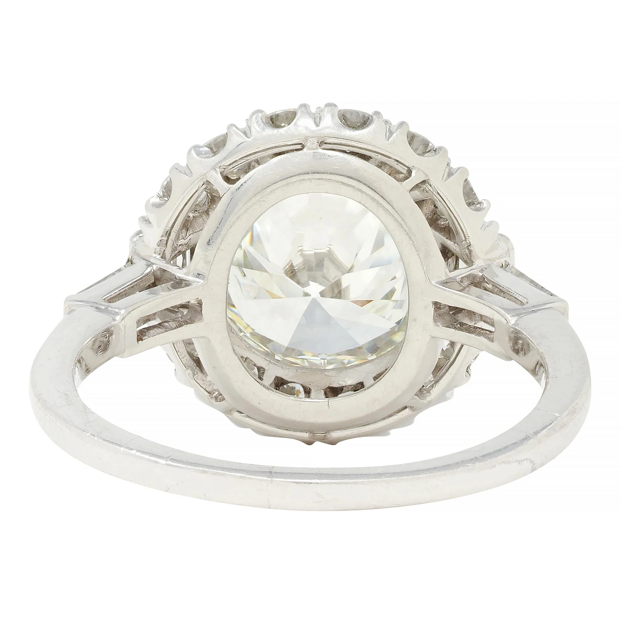 Mid-Century 3.85 CTW European Diamond Platinum Halo Vintage Engagement Ring GIA - Image 5