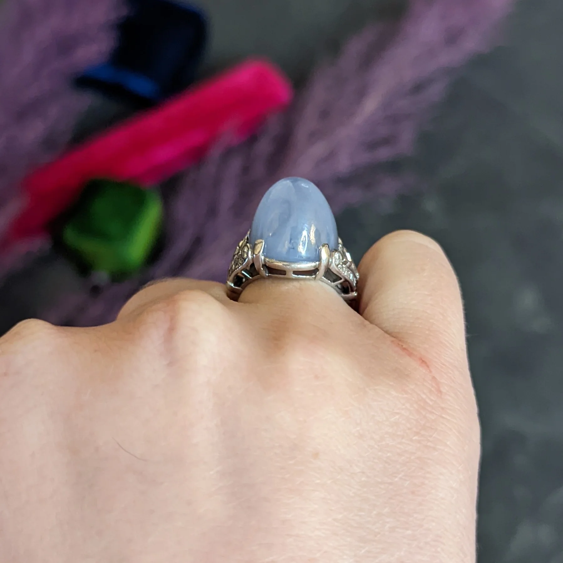 Mid-Century 39.00 CTW Star Sapphire Diamond Platinum Cabochon Ring Circa 1950 - Image 13