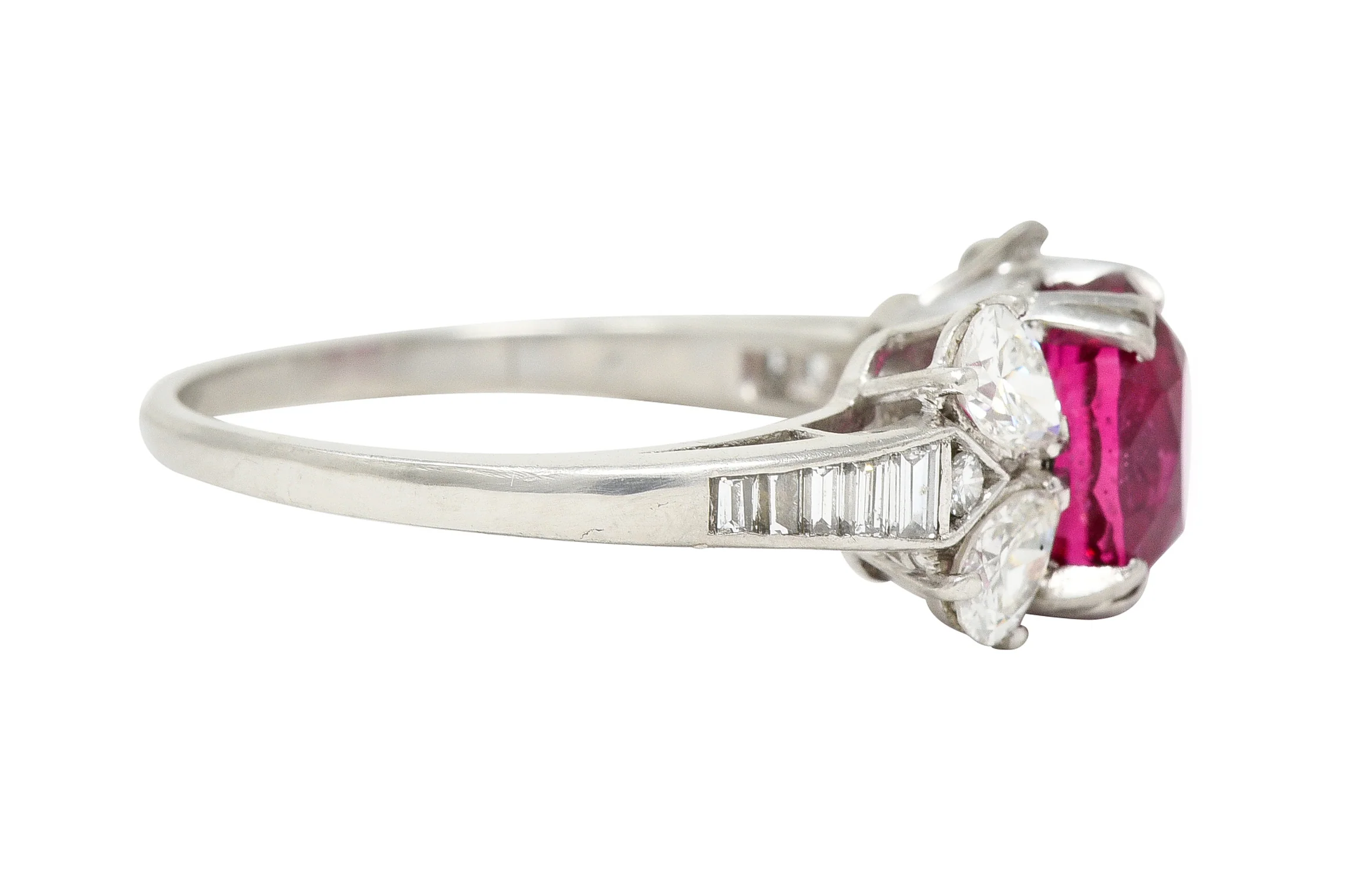 Mid-Century 4.31 CTW No Heat Burma Spinel Diamond Platinum Vintage Ring GIA - Image 3