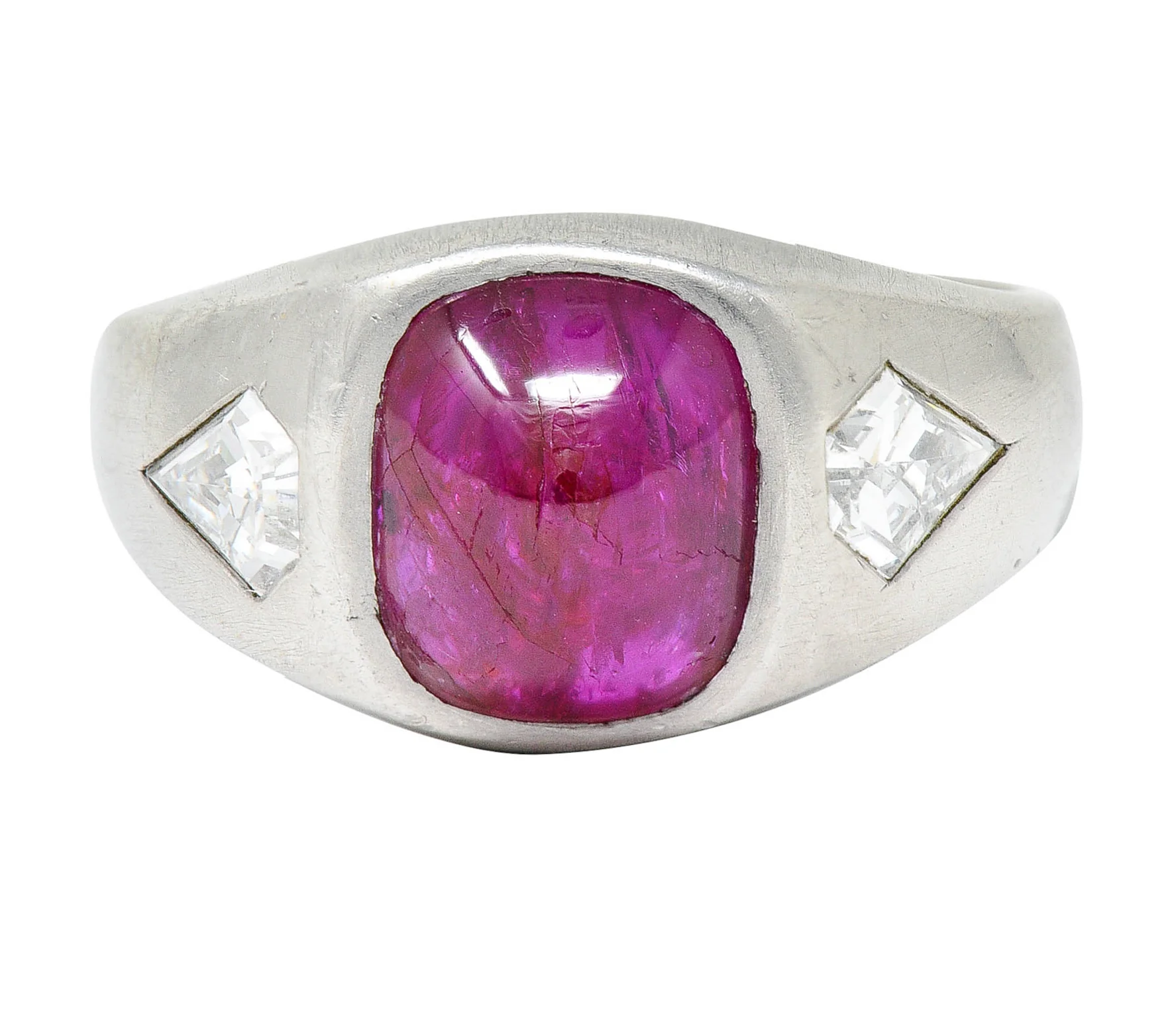 Mid-Century 5.75 CTW No Heat Burmese Ruby Diamond Platinum Unisex Band Ring GIA