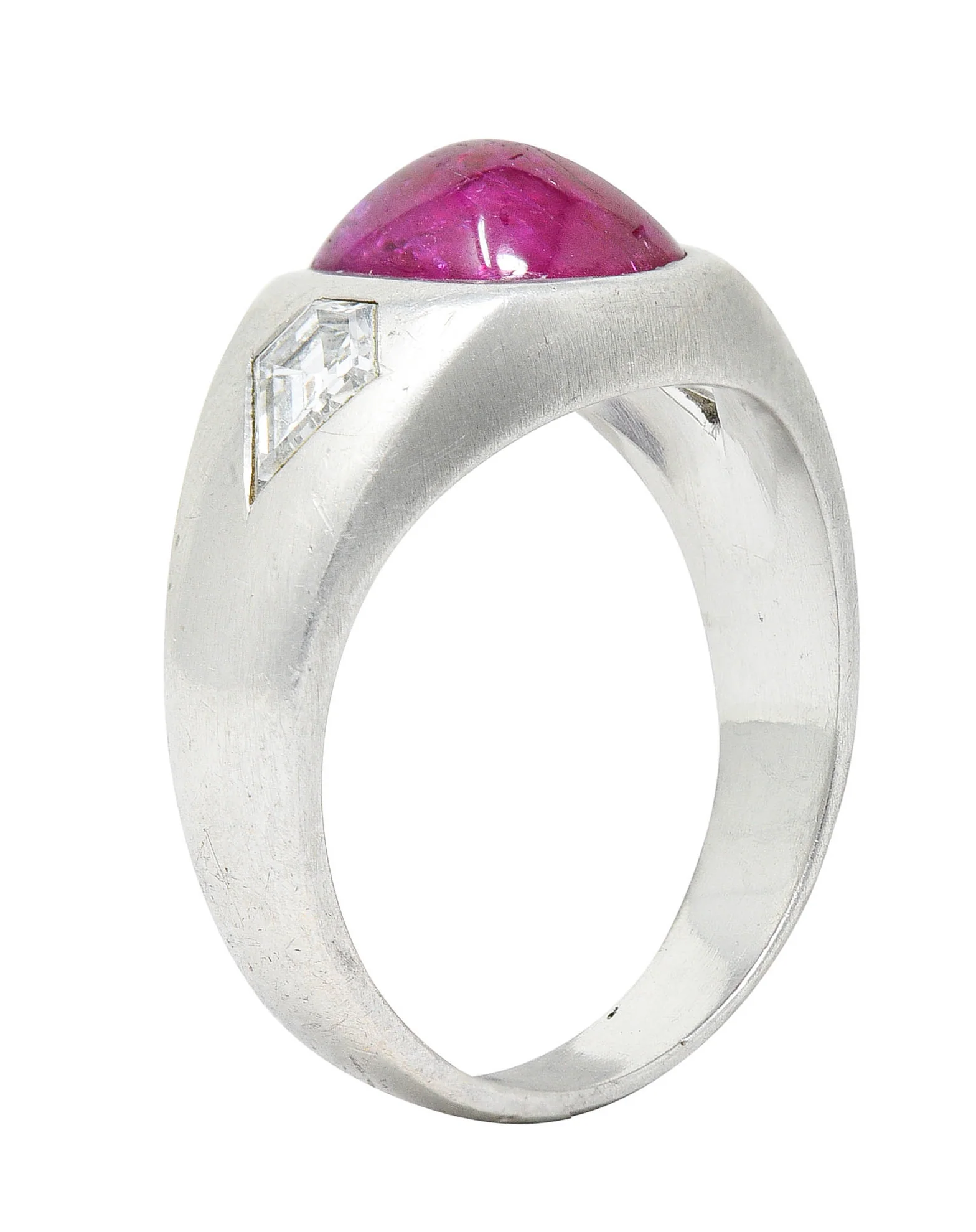 Mid-Century 5.75 CTW No Heat Burmese Ruby Diamond Platinum Unisex Band Ring GIA - Image 10