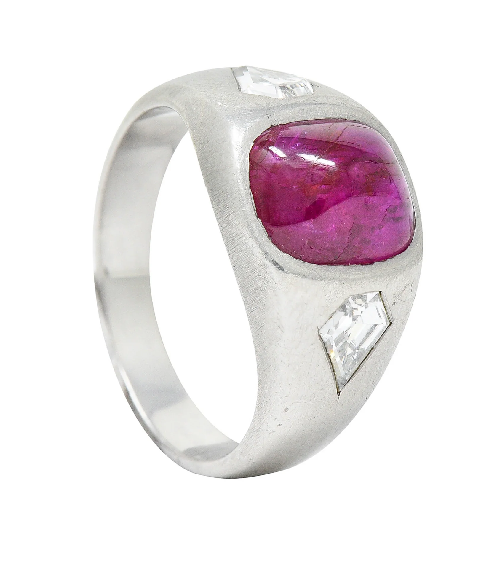 Mid-Century 5.75 CTW No Heat Burmese Ruby Diamond Platinum Unisex Band Ring GIA - Image 12