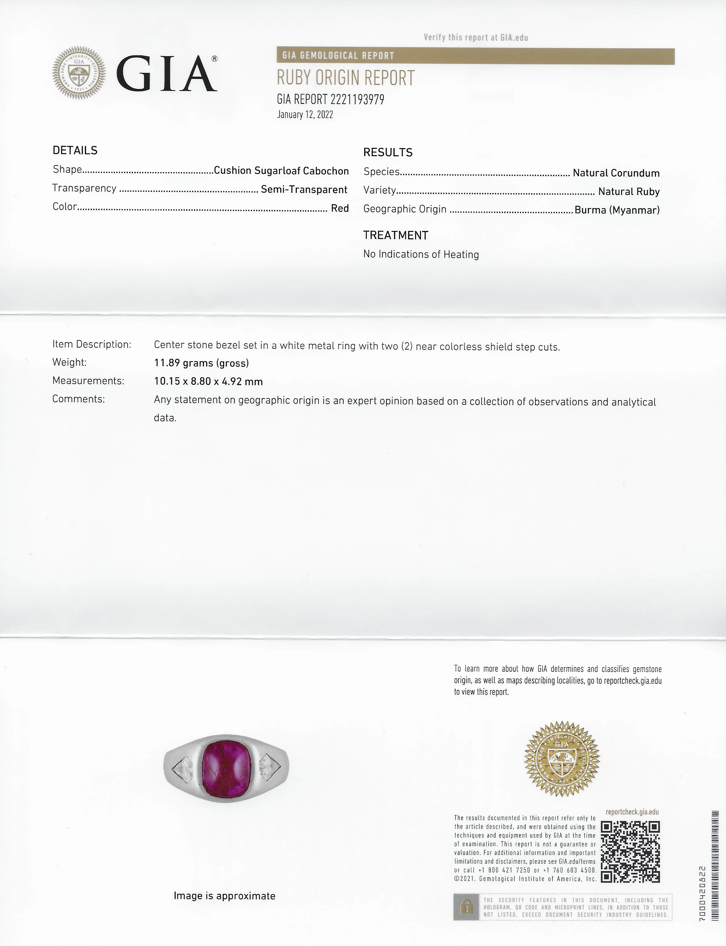 Mid-Century 5.75 CTW No Heat Burmese Ruby Diamond Platinum Unisex Band Ring GIA - Image 13