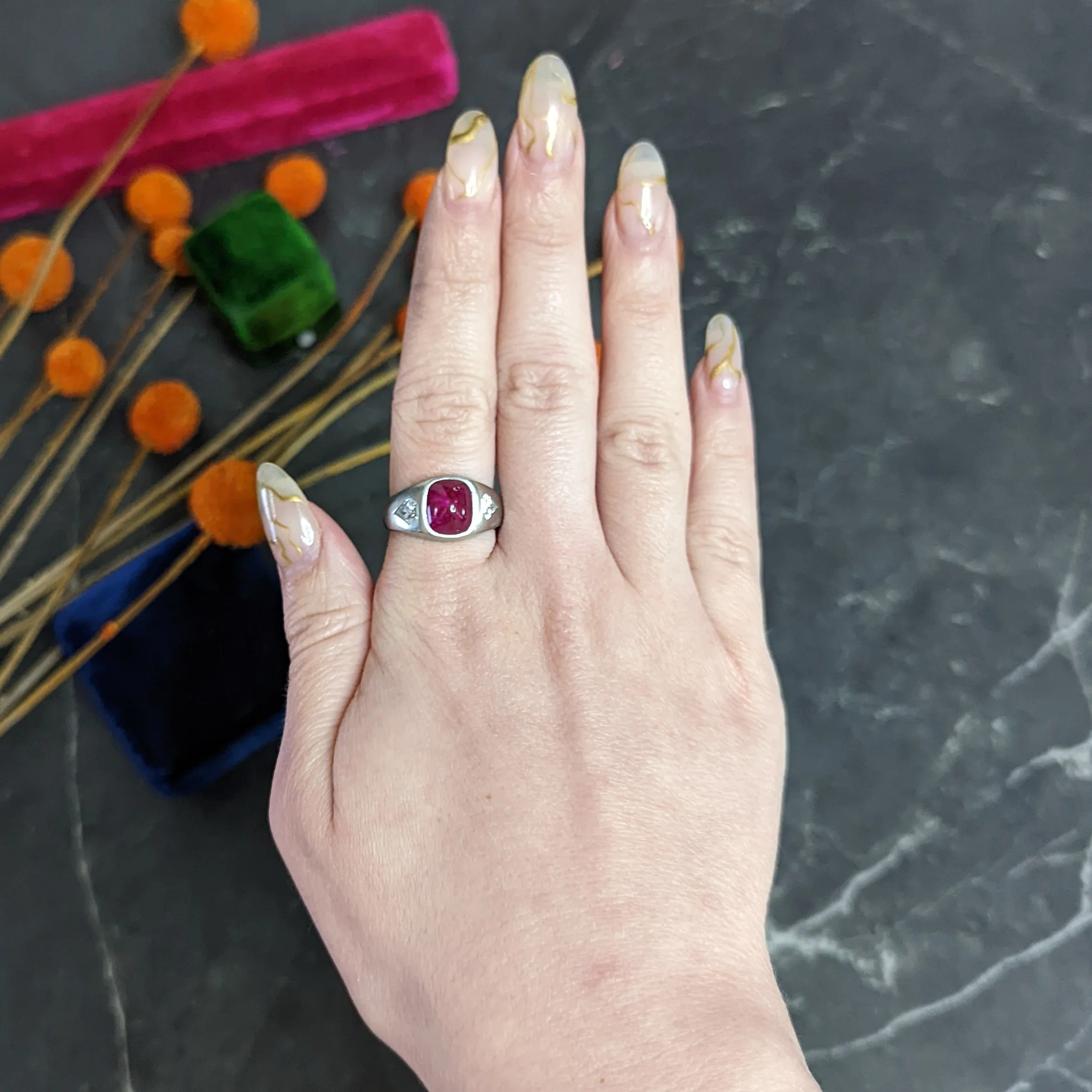 Mid-Century 5.75 CTW No Heat Burmese Ruby Diamond Platinum Unisex Band Ring GIA - Image 14