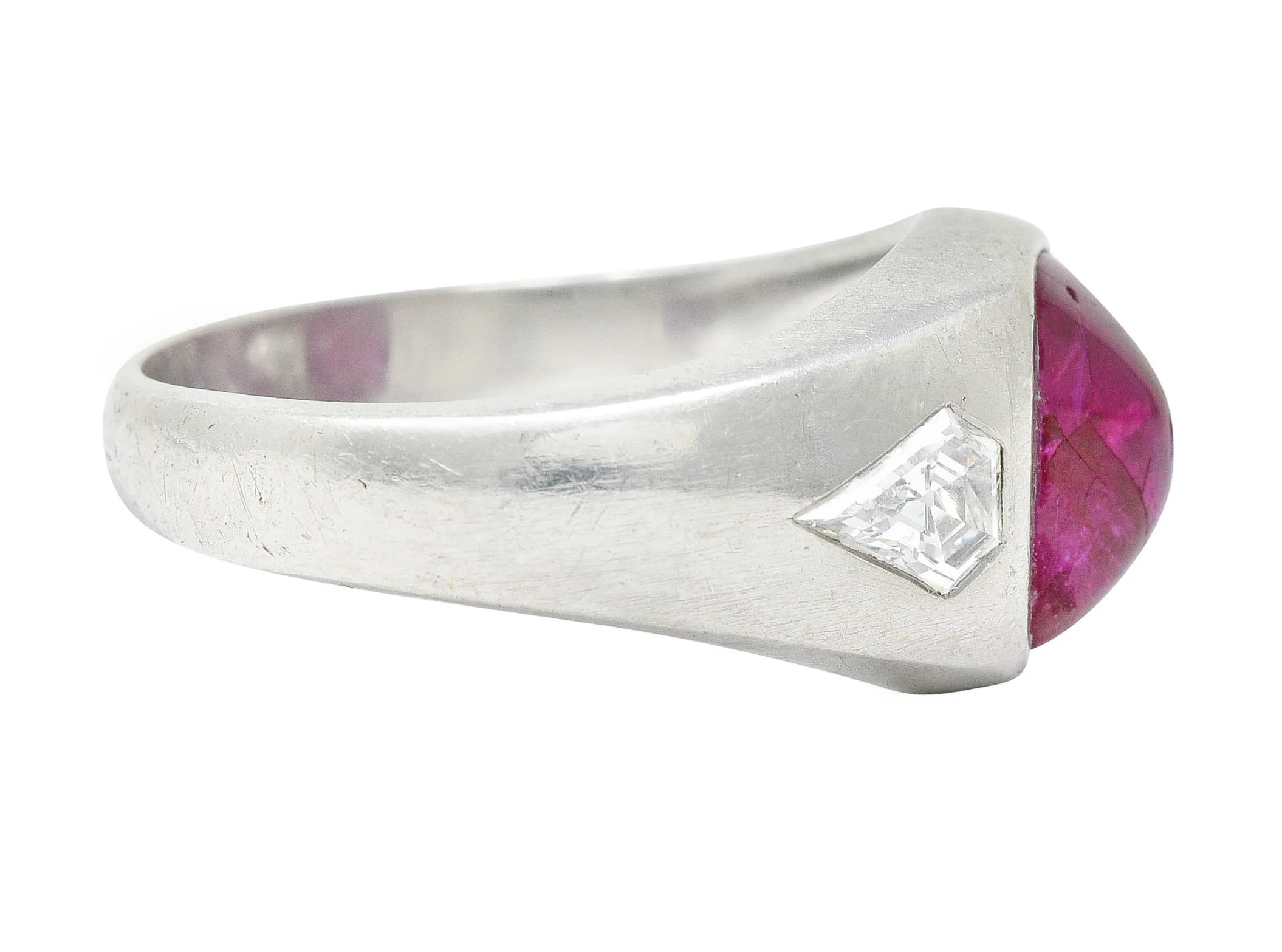 Mid-Century 5.75 CTW No Heat Burmese Ruby Diamond Platinum Unisex Band Ring GIA - Image 3