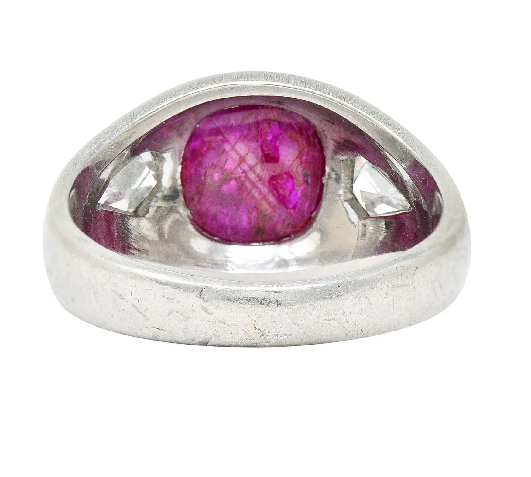 Mid-Century 5.75 CTW No Heat Burmese Ruby Diamond Platinum Unisex Band Ring GIA - Image 4