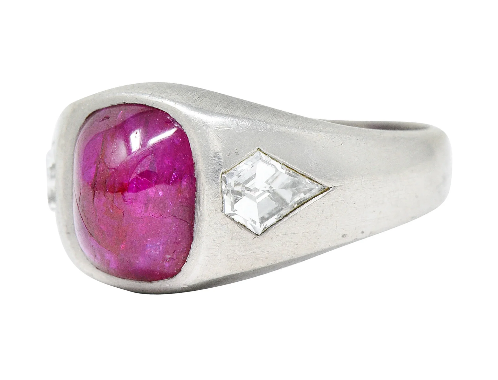 Mid-Century 5.75 CTW No Heat Burmese Ruby Diamond Platinum Unisex Band Ring GIA - Image 6