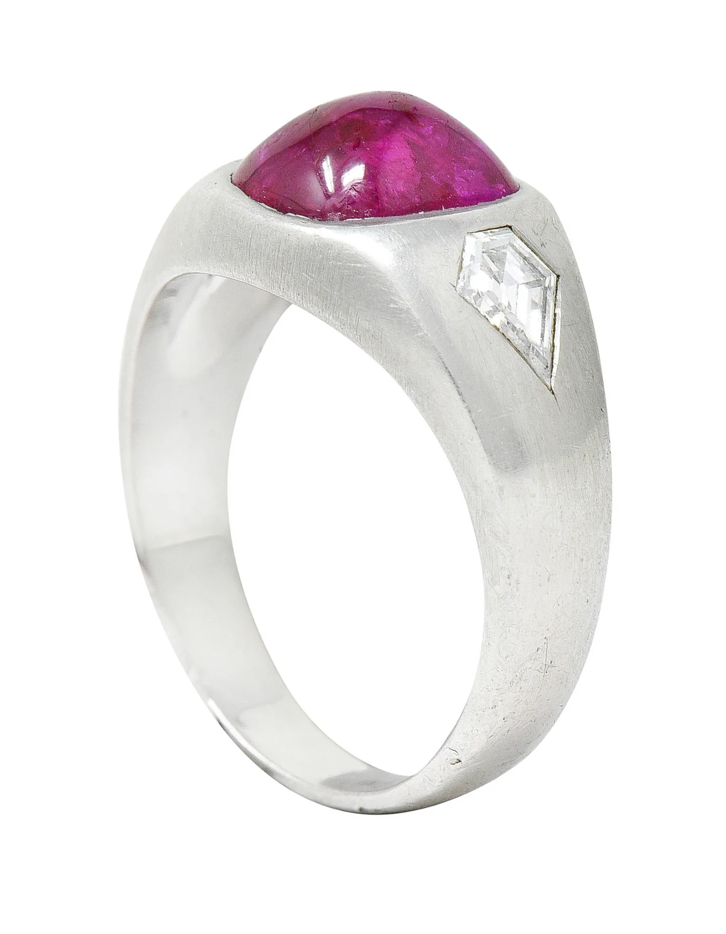 Mid-Century 5.75 CTW No Heat Burmese Ruby Diamond Platinum Unisex Band Ring GIA - Image 8