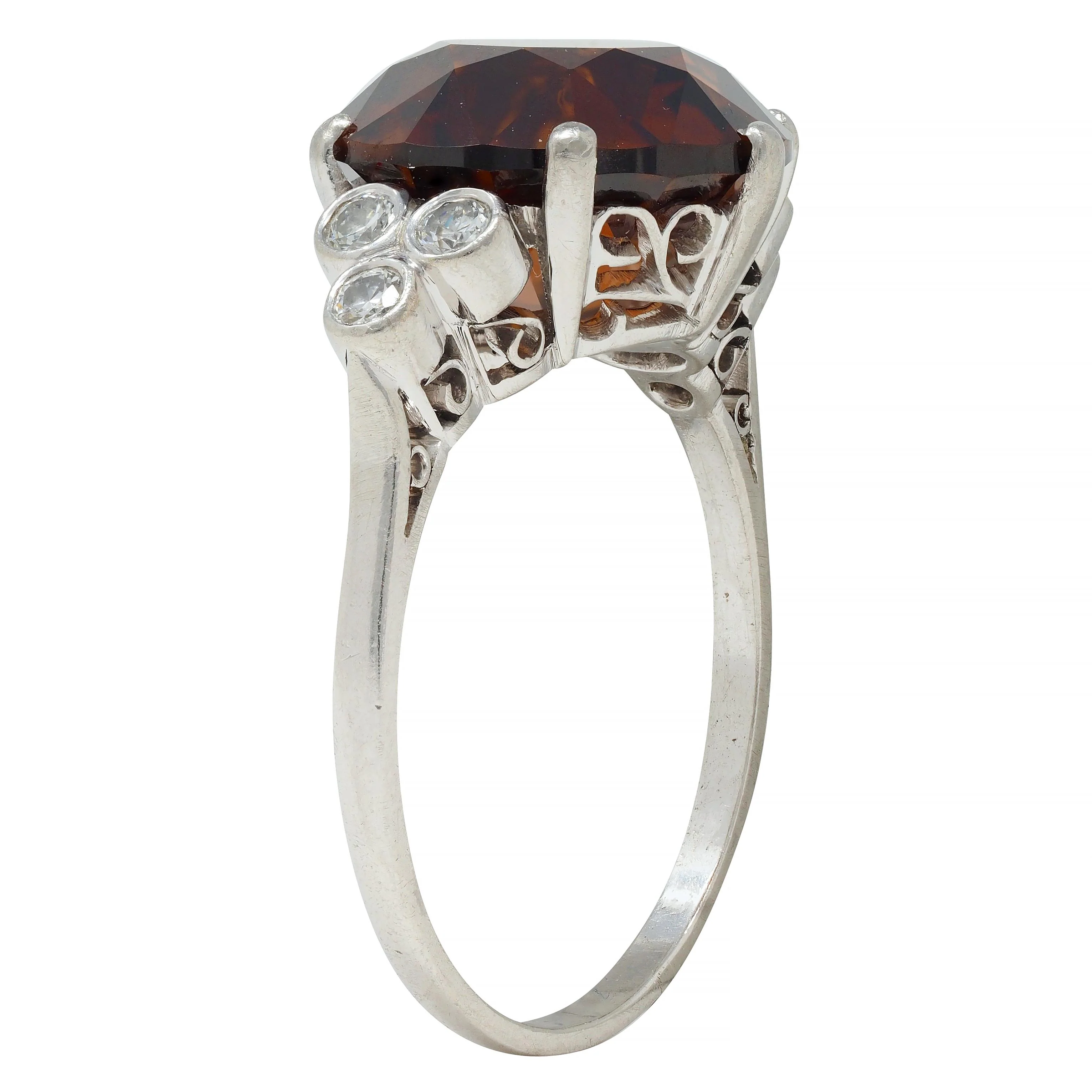Mid-Century 8.95 CTW Zircon Diamond Platinum Vintage Cocktail Ring - Image 2
