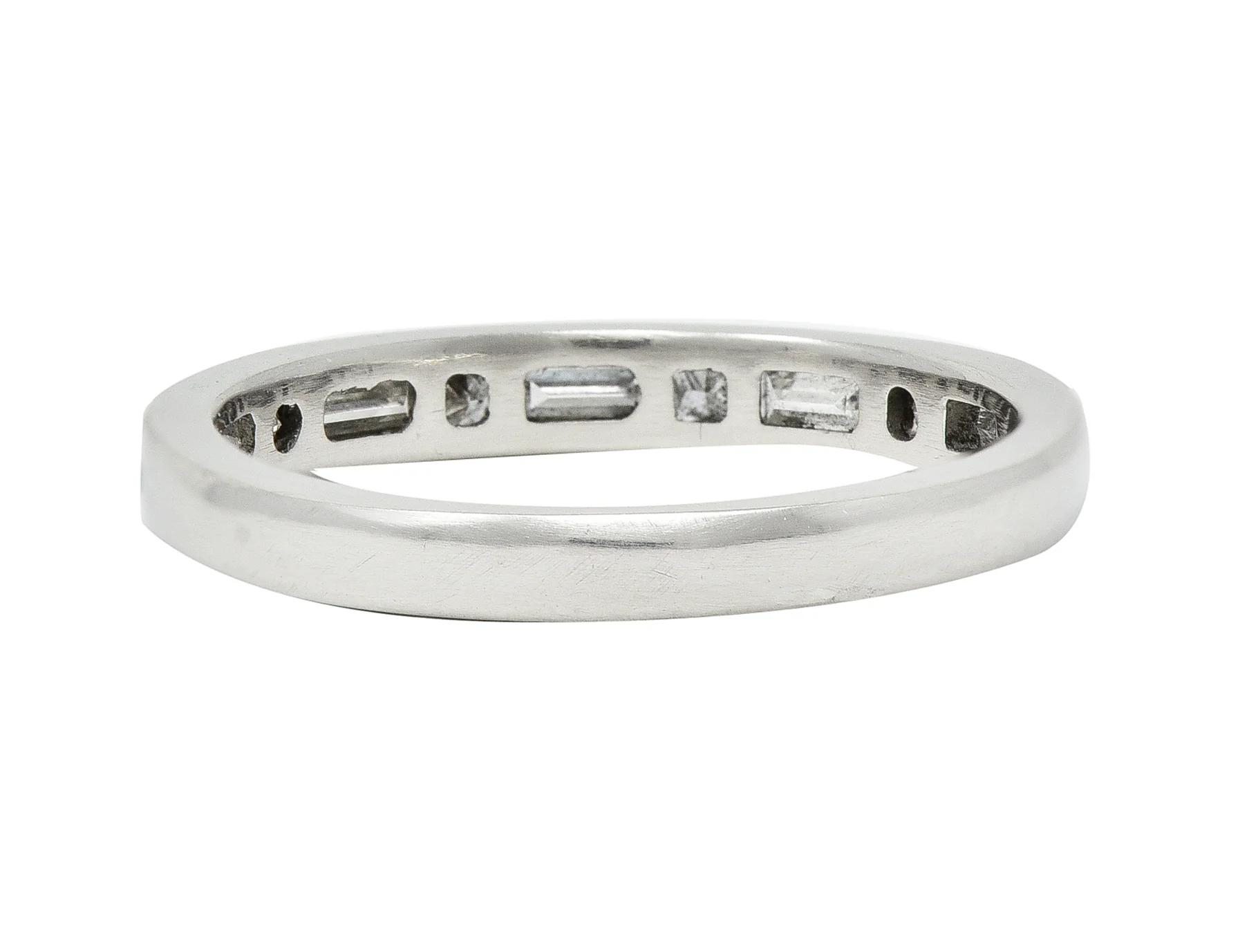 Mid-Century Baguette Princess Cut Diamond Platinum Vintage Channel Band Ring - Image 5