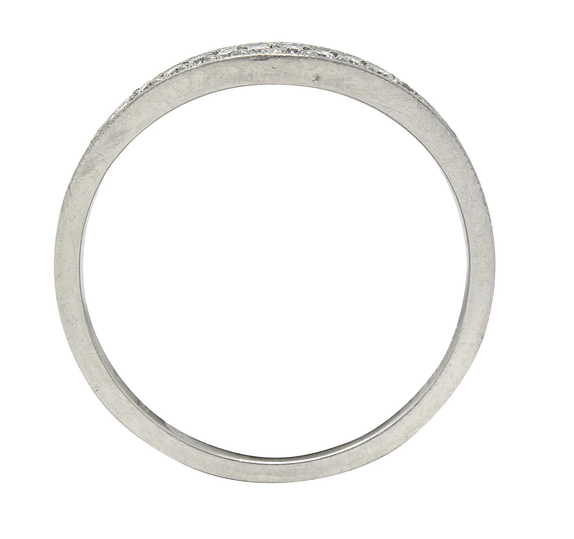 Mid-Century Diamond Platinum Wheat Vintage Contour Band Ring - Image 7