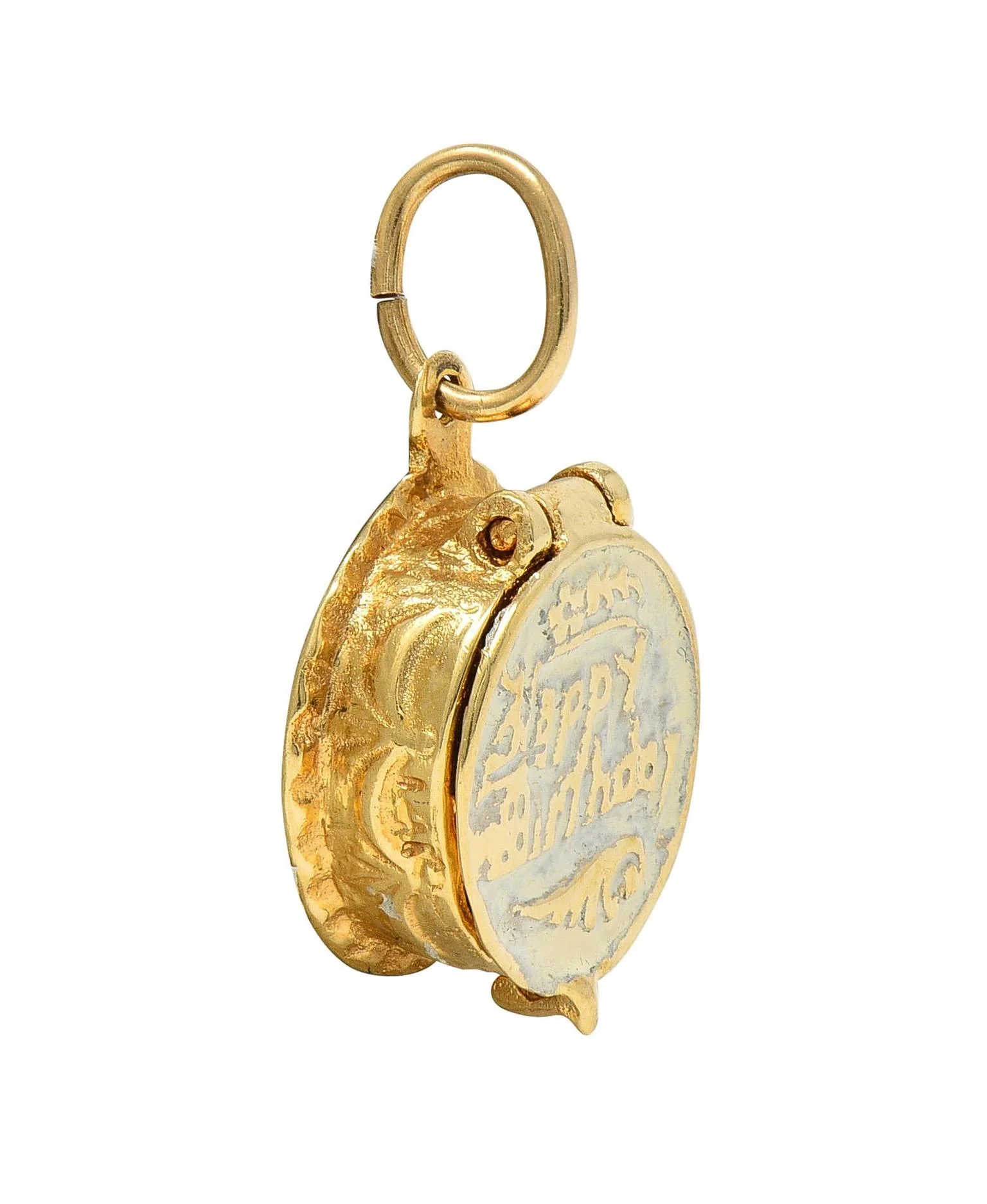 Mid-Century Enamel 14 Karat Gold Vintage Birthday Cake Surprise Charm - Image 3