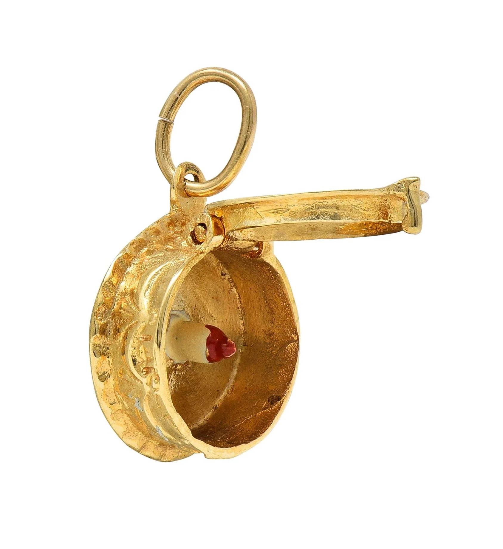 Mid-Century Enamel 14 Karat Gold Vintage Birthday Cake Surprise Charm - Image 4