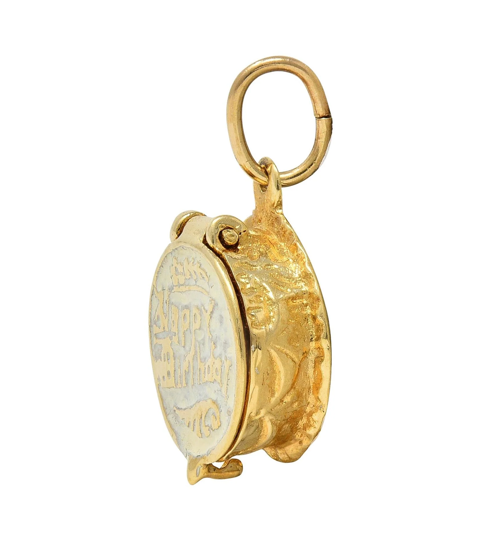 Mid-Century Enamel 14 Karat Gold Vintage Birthday Cake Surprise Charm - Image 7