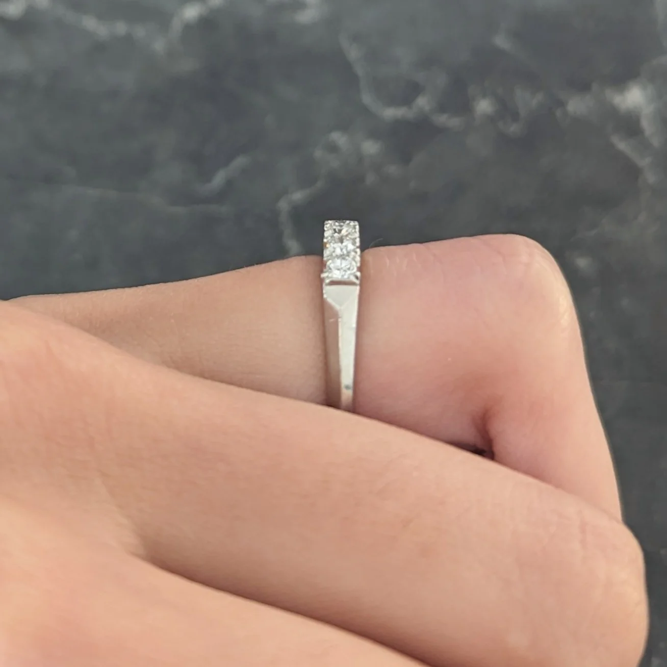 Mid-Century Old European Cut Diamond Platinum Knife Edge Fishtail Vintage Band Ring - Image 11