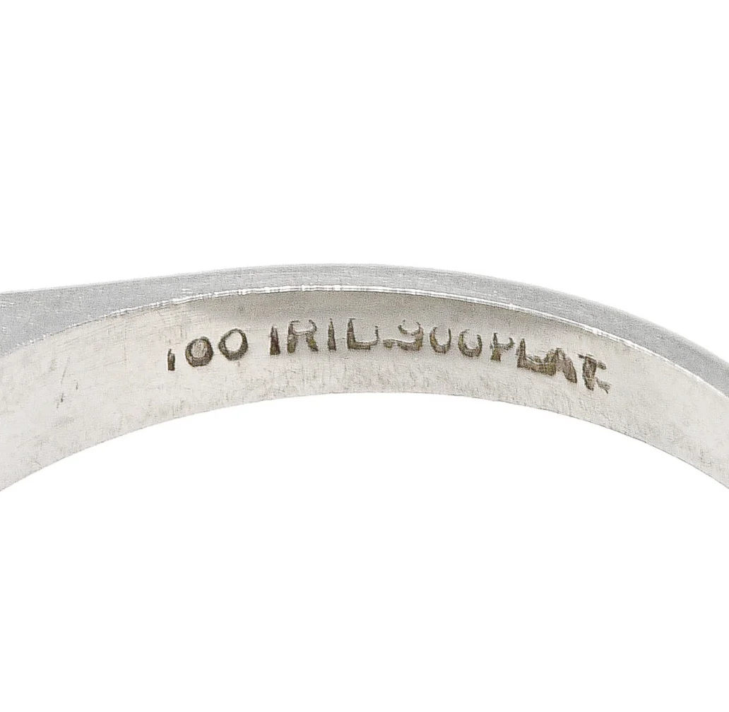 Mid-Century Old European Cut Diamond Platinum Knife Edge Fishtail Vintage Band Ring - Image 7
