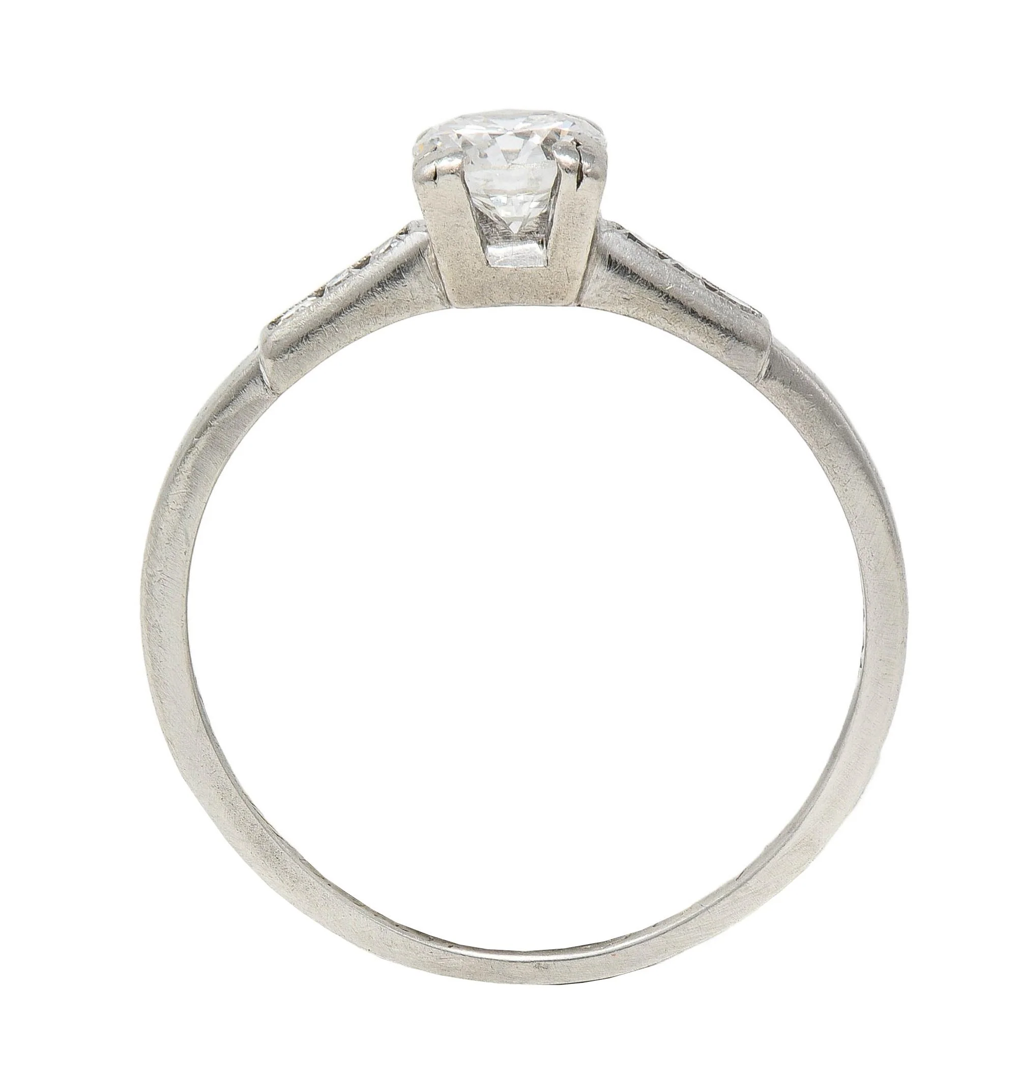 Mid-Century Old European Cut Diamond Platinum Vintage Engagement Ring - Image 10