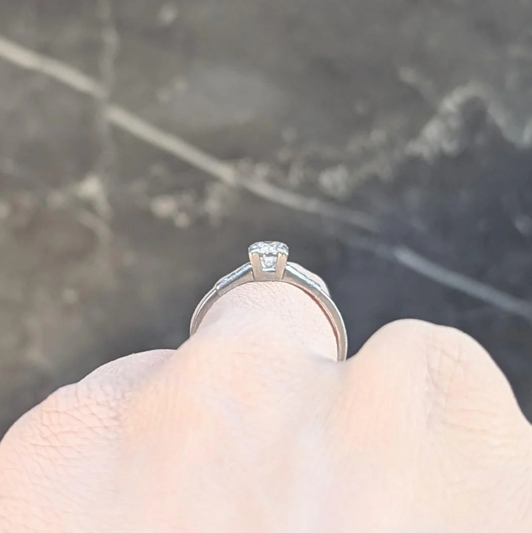 Mid-Century Old European Cut Diamond Platinum Vintage Engagement Ring - Image 13
