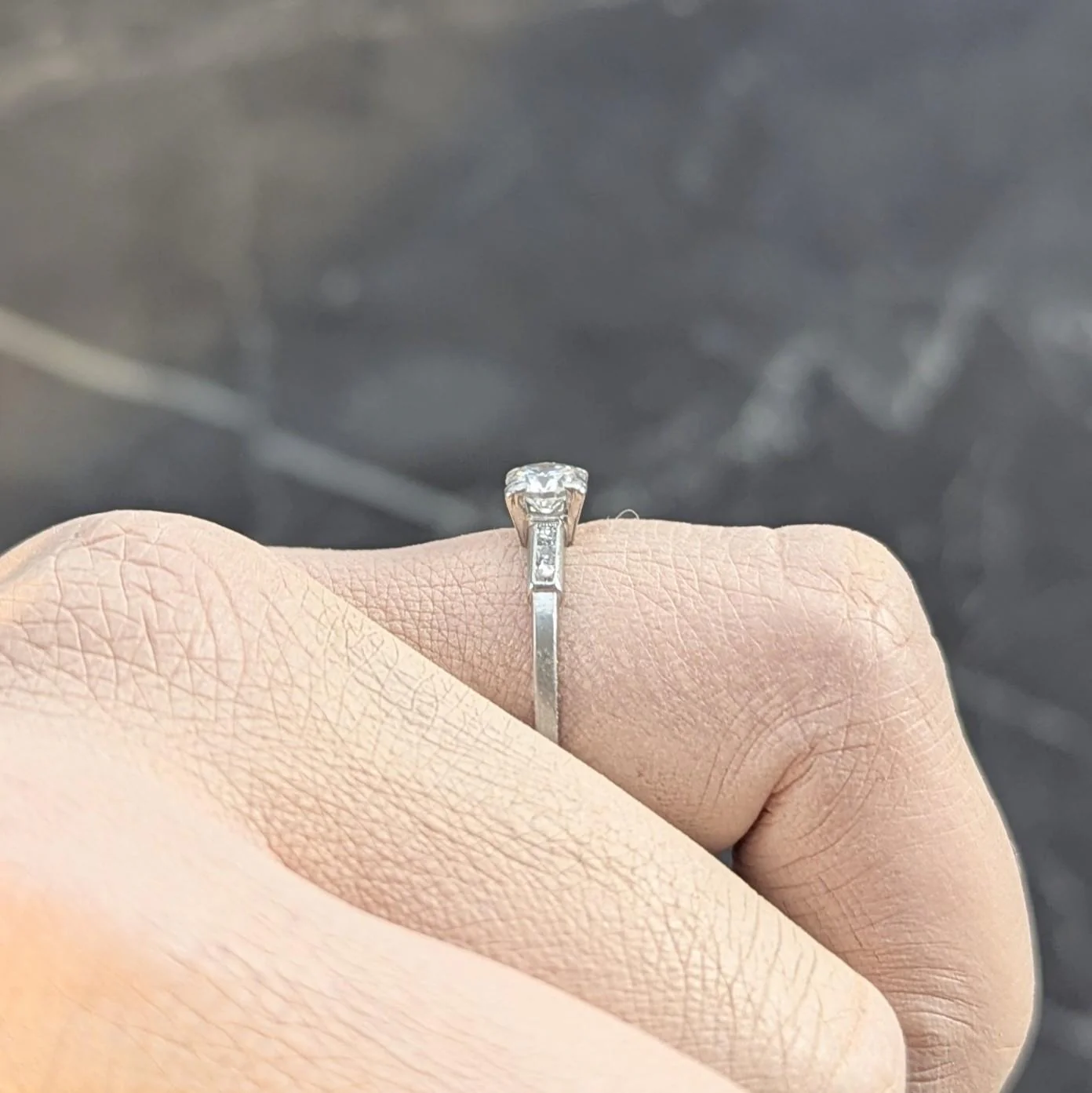 Mid-Century Old European Cut Diamond Platinum Vintage Engagement Ring - Image 14