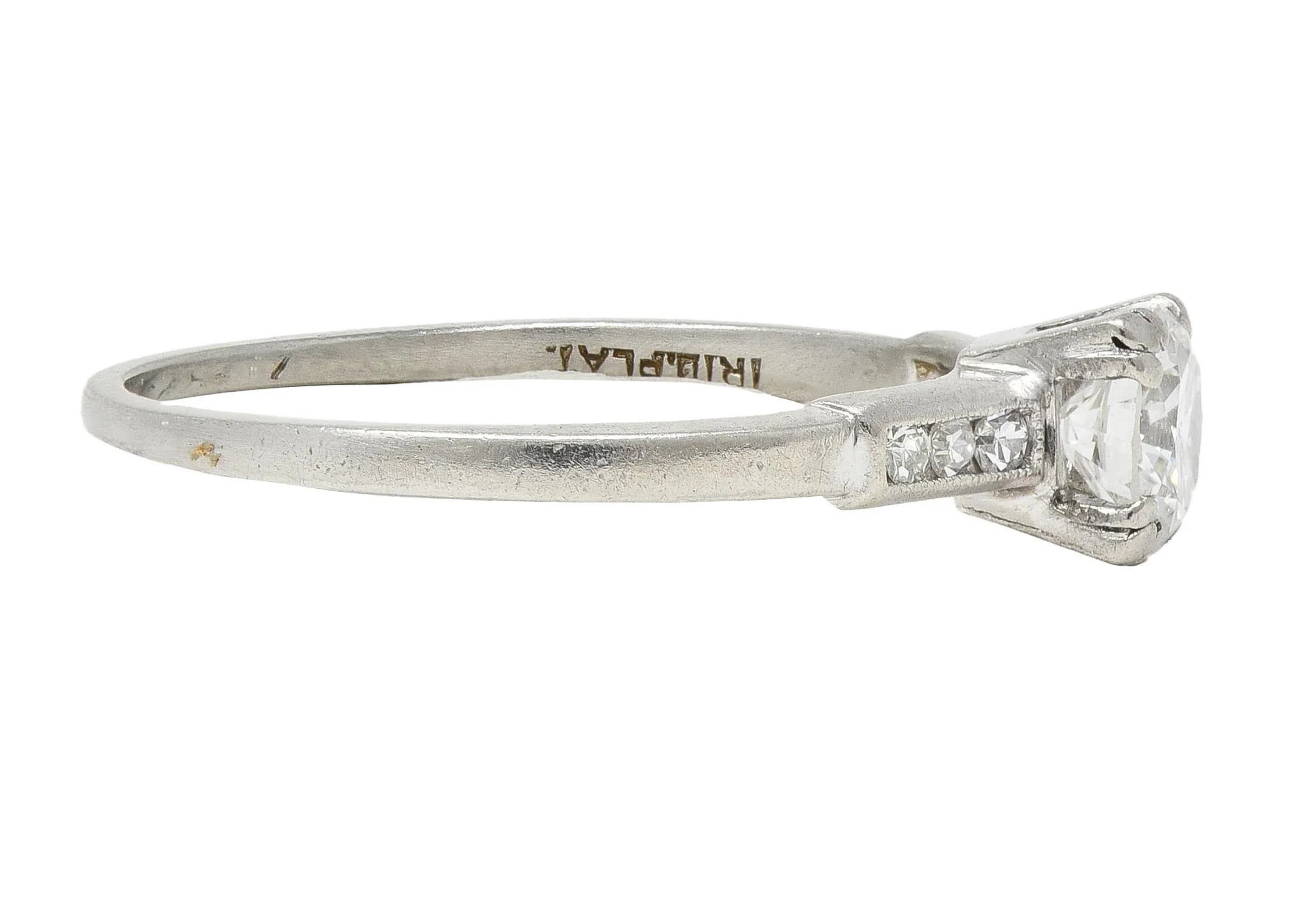 Mid-Century Old European Cut Diamond Platinum Vintage Engagement Ring - Image 3
