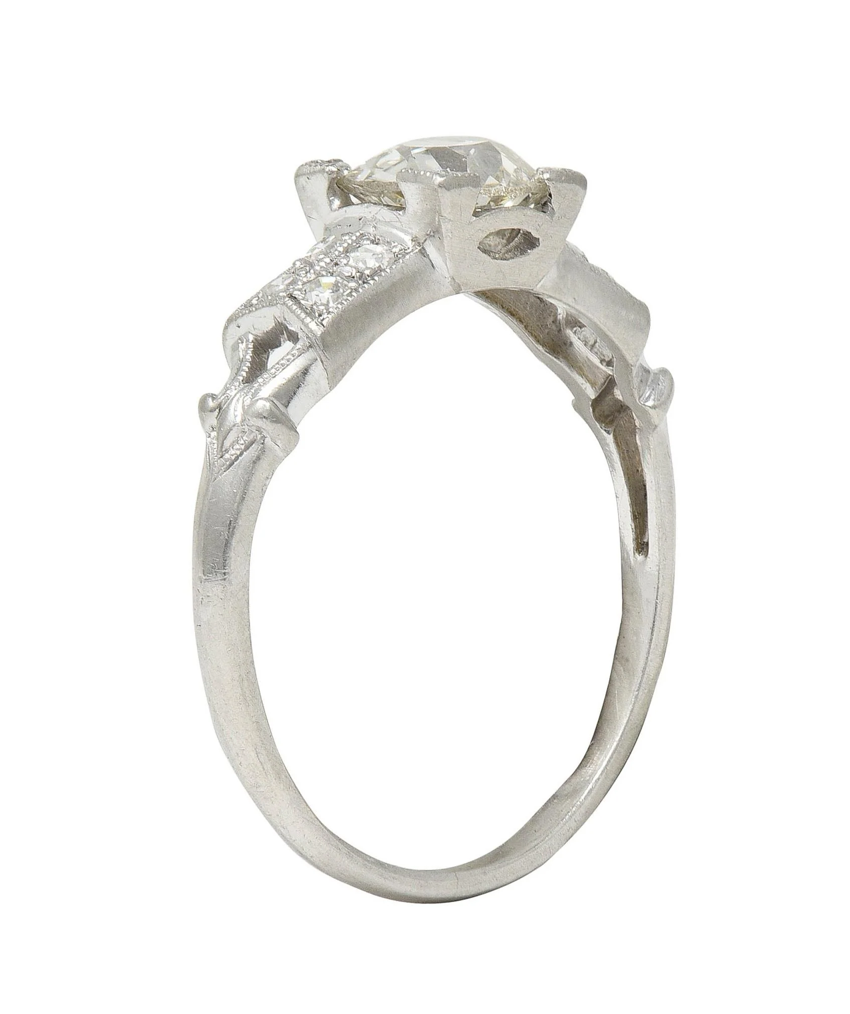 Mid-Century Old European Cut Diamond Platinum Vintage Engagement Ring - Image 10