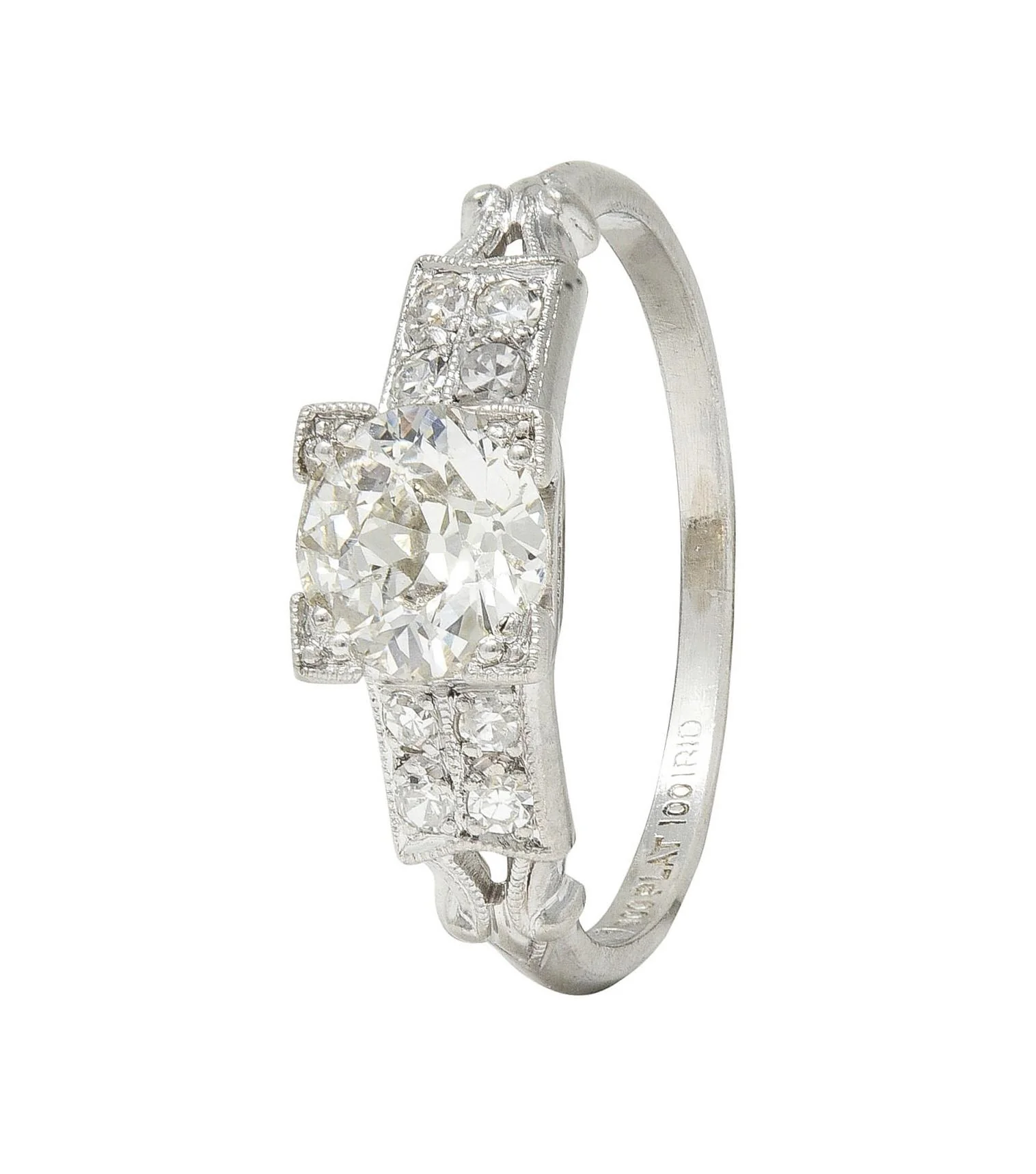 Mid-Century Old European Cut Diamond Platinum Vintage Engagement Ring - Image 11