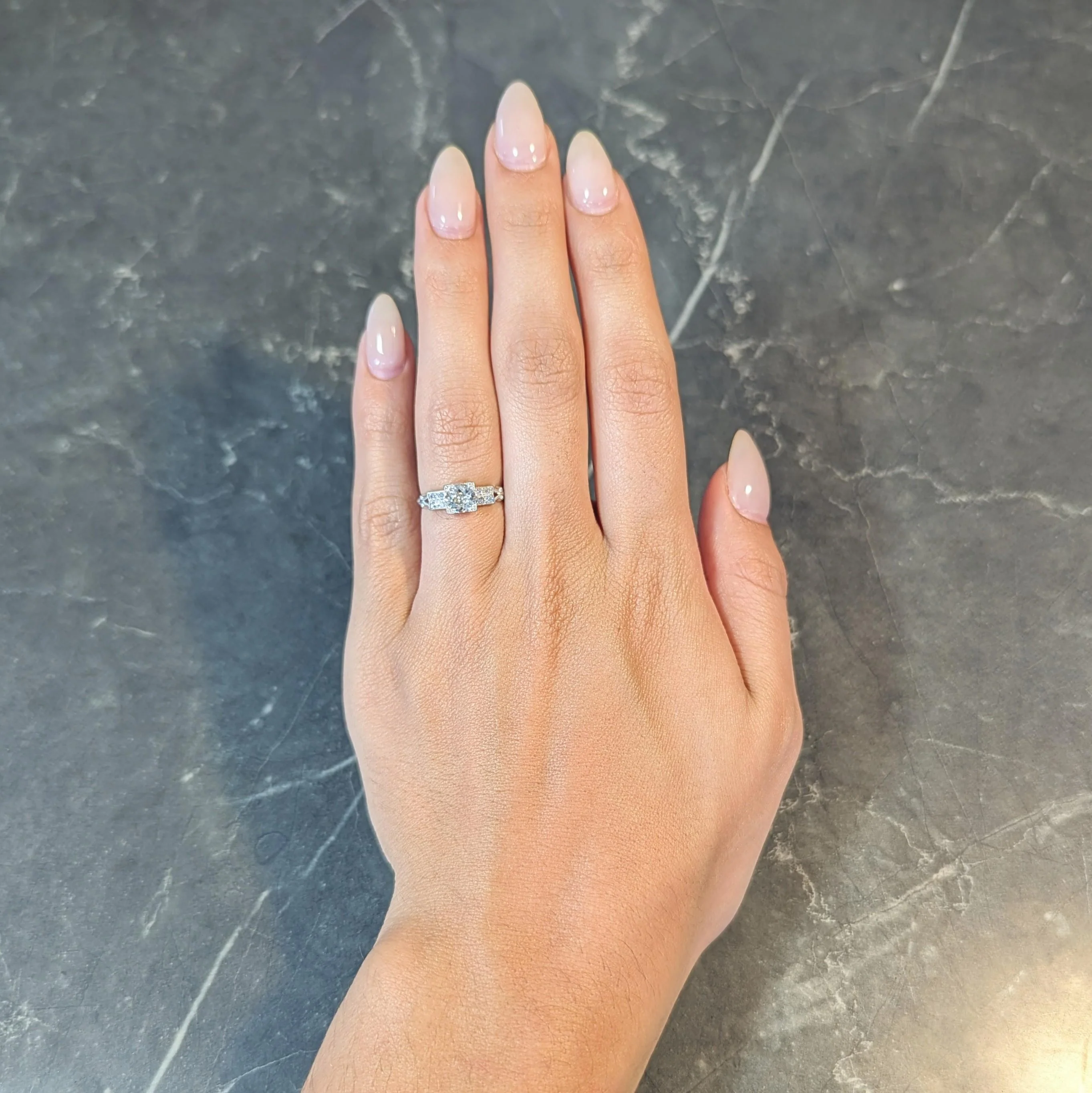 Mid-Century Old European Cut Diamond Platinum Vintage Engagement Ring - Image 12