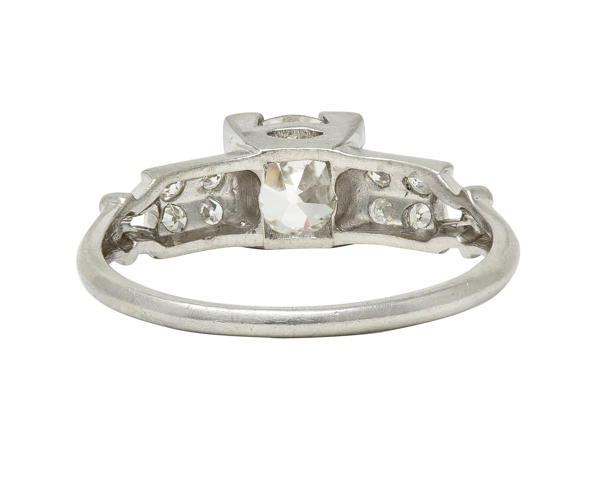 Mid-Century Old European Cut Diamond Platinum Vintage Engagement Ring - Image 4