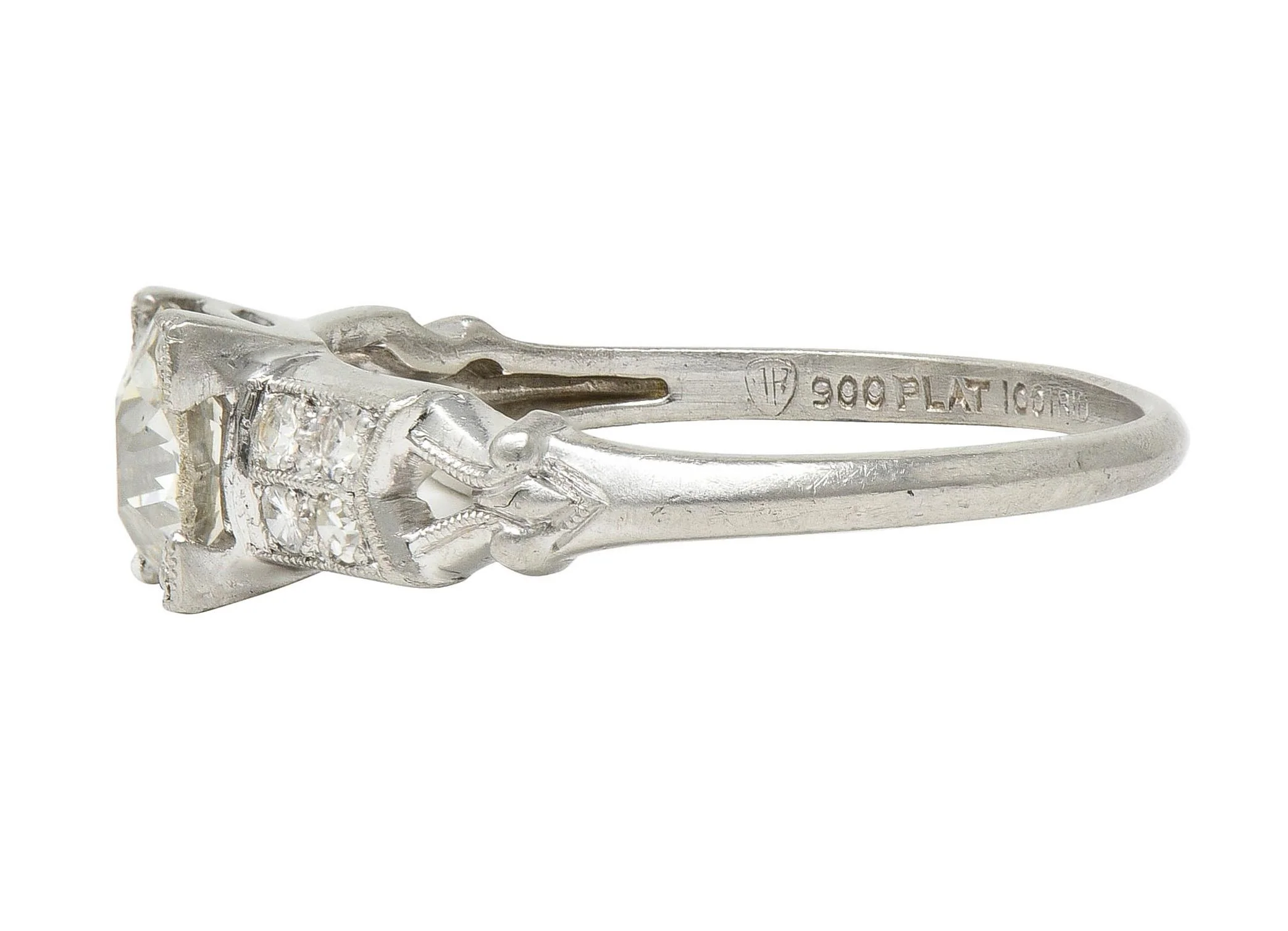 Mid-Century Old European Cut Diamond Platinum Vintage Engagement Ring - Image 5