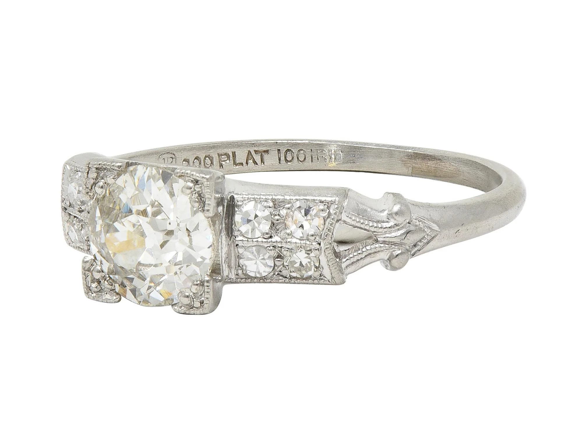 Mid-Century Old European Cut Diamond Platinum Vintage Engagement Ring - Image 6