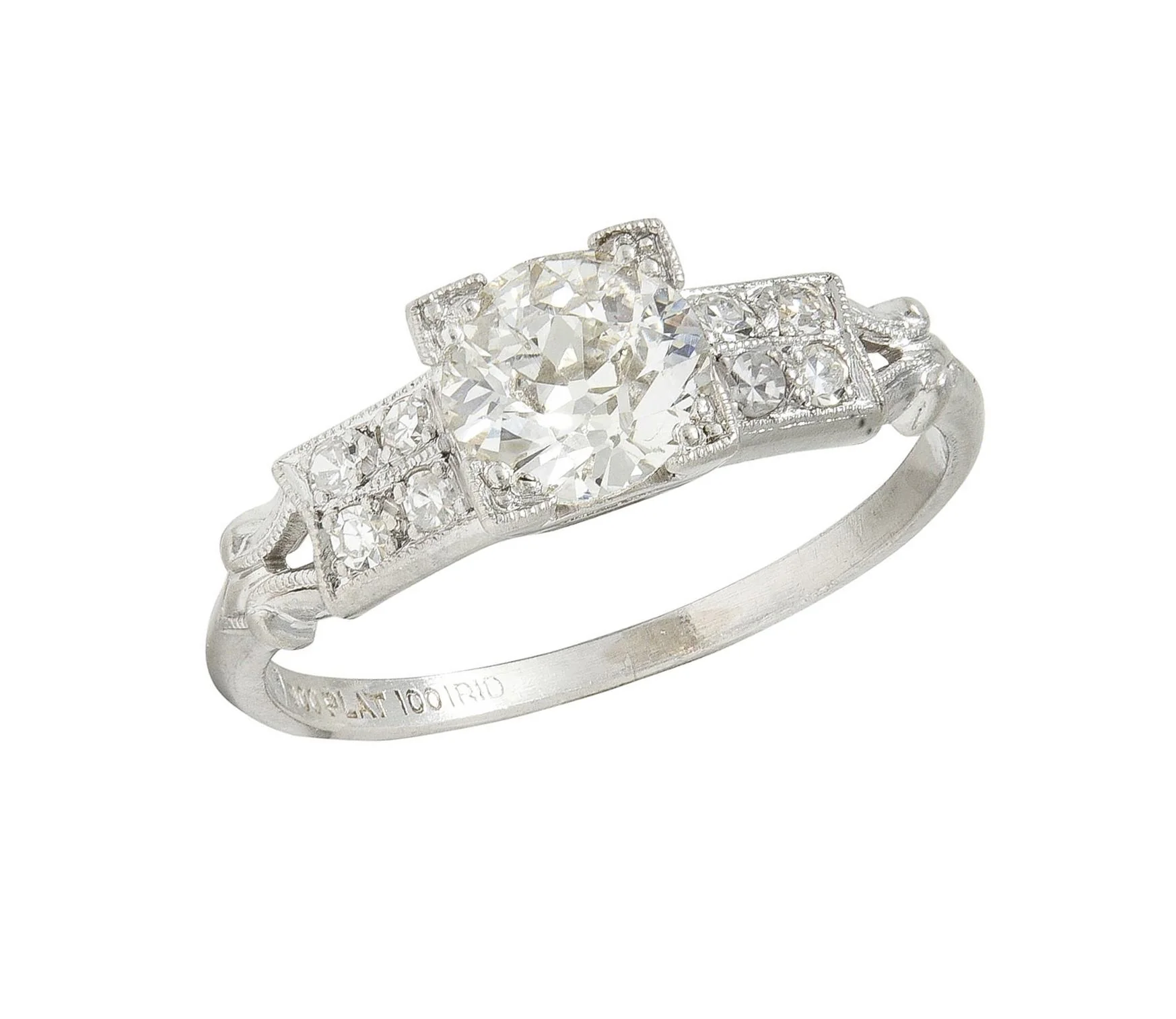 Mid-Century Old European Cut Diamond Platinum Vintage Engagement Ring - Image 8
