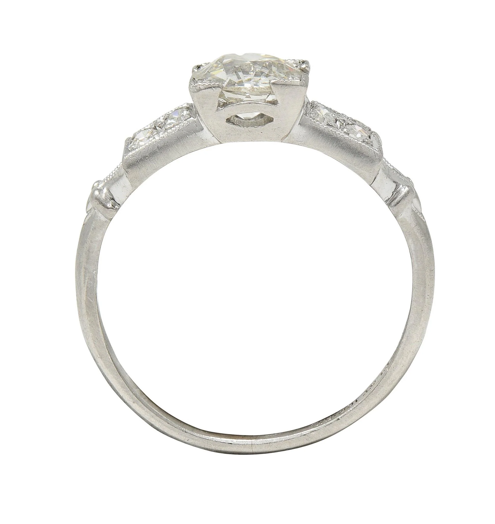 Mid-Century Old European Cut Diamond Platinum Vintage Engagement Ring - Image 9