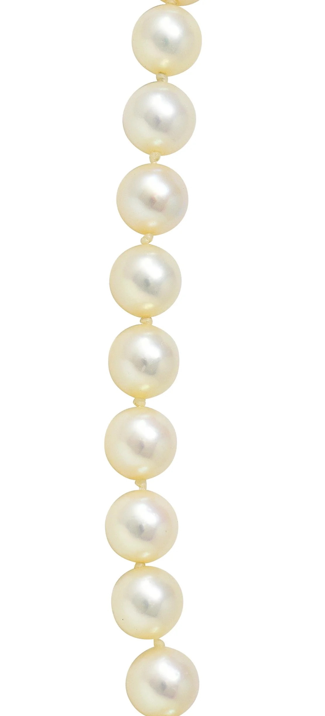 Mikimoto 1950's Diamond Pearl 14 Karat White Gold Fanning Ribbon Vintage Station Necklace - Image 7