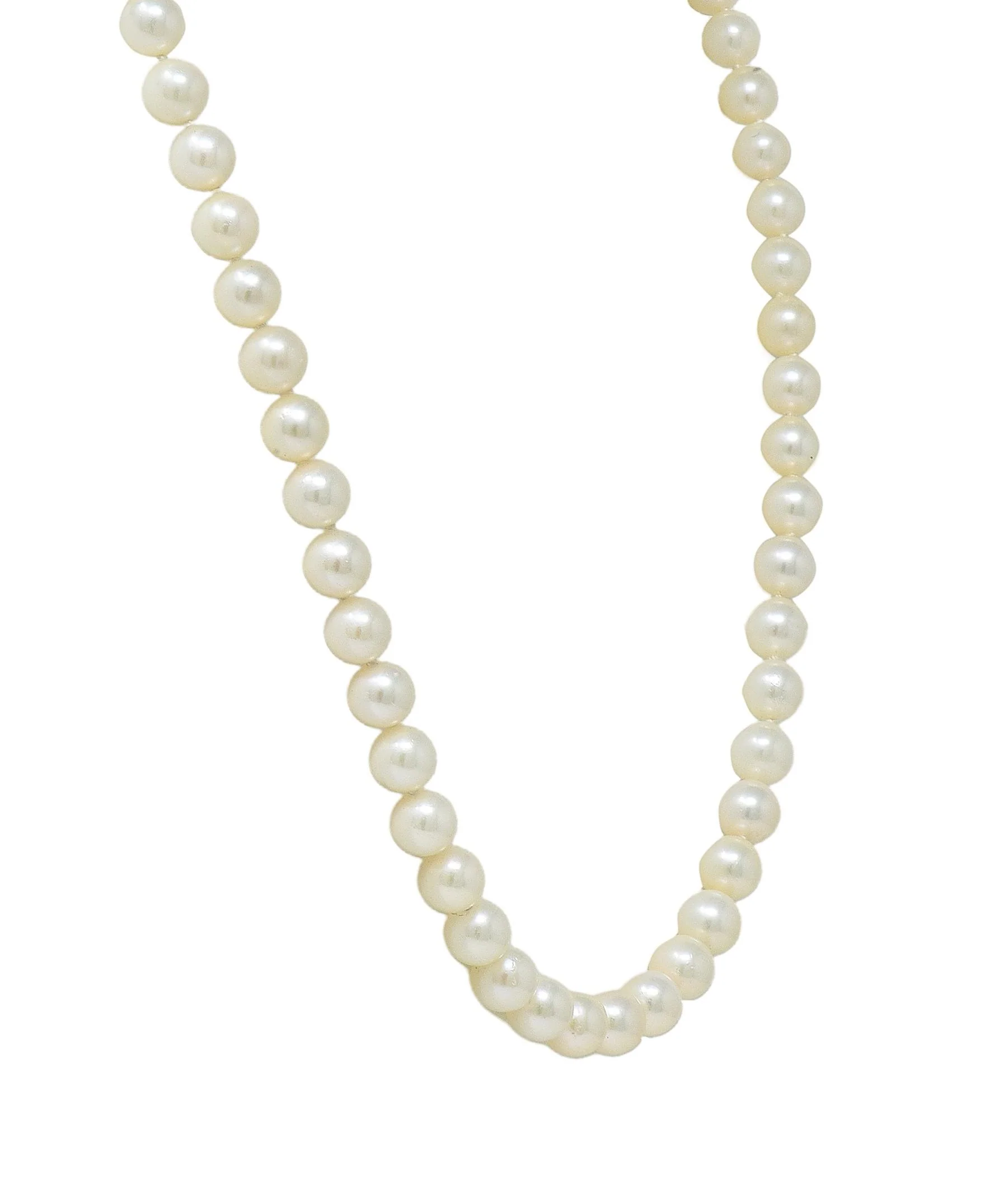 Mikimoto 1980's Akoya Pearl 18 Karat Yellow Gold Vintage Pearl Strand Necklace - Image 5