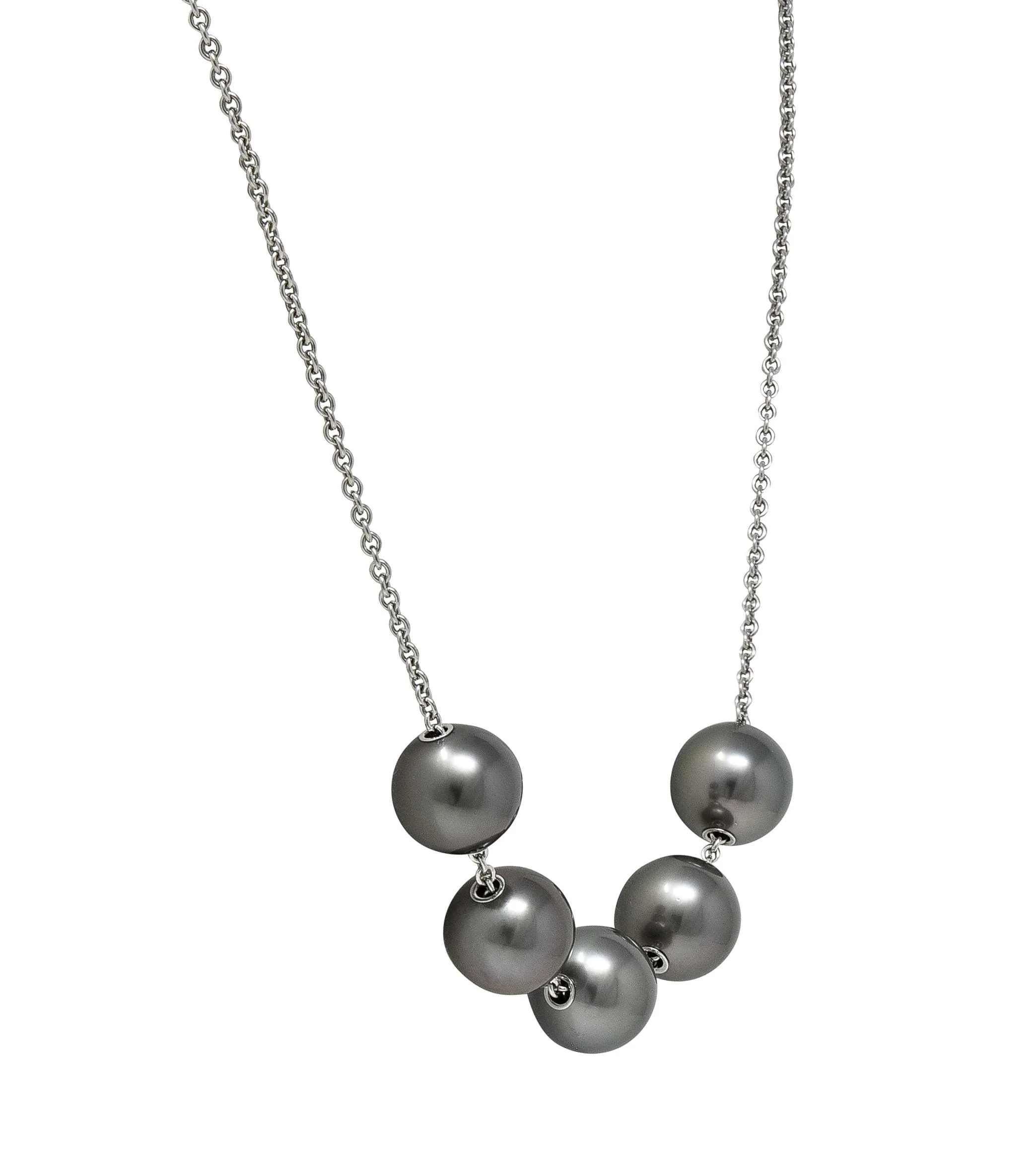 Mikimoto Contemporary Black South Sea Pearl 18 Karat White Gold Pearls In Motion Necklace - Image 5