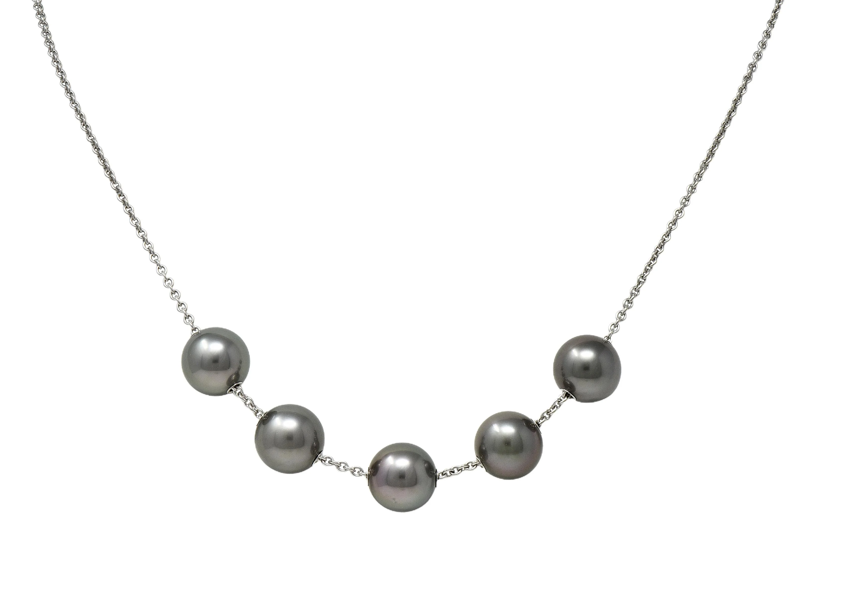 Mikimoto Contemporary Black South Sea Pearl 18 Karat White Gold Pearls In Motion Necklace - Image 8