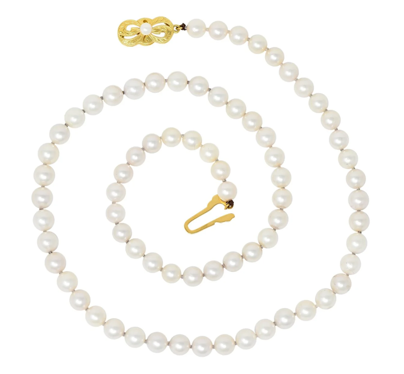 Mikimoto Contemporary Cultured Pearl 18 Karat Yellow Gold Necklace - Image 2