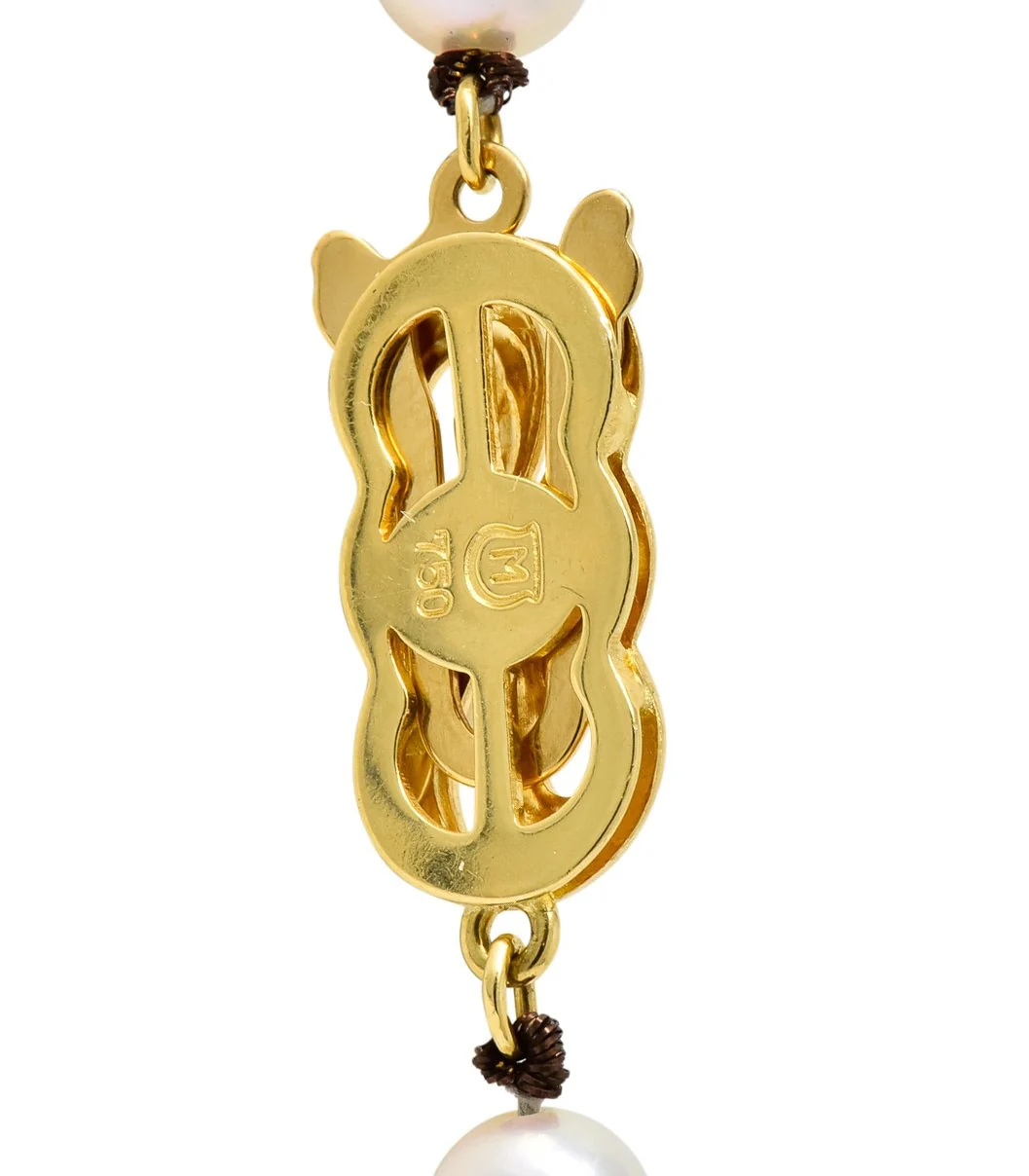 Mikimoto Contemporary Cultured Pearl 18 Karat Yellow Gold Necklace - Image 7
