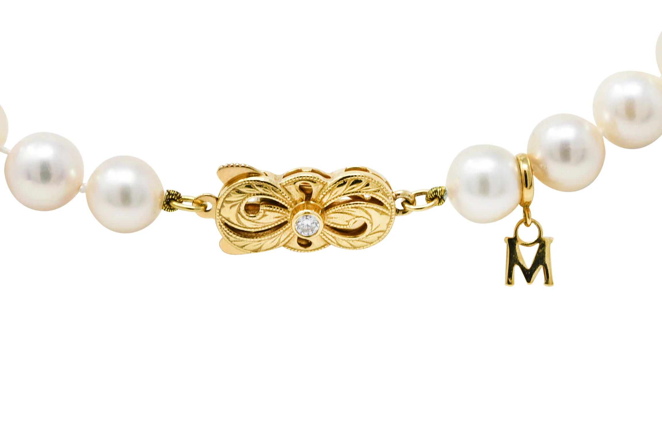 Mikimoto Diamond Cultured Pearl 18 Karat Gold Strand Necklace - Image 5