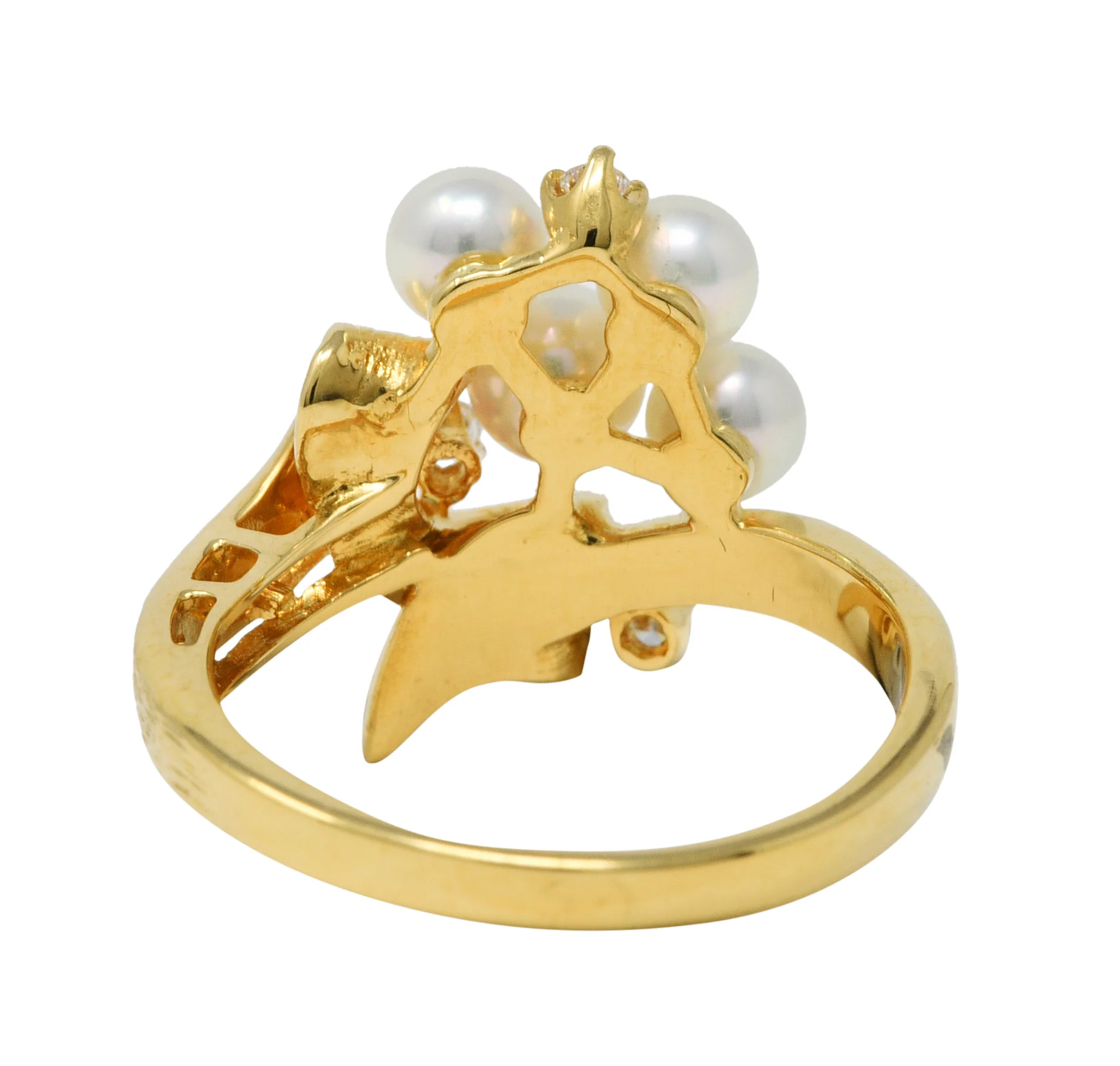 Mikimoto Diamond Pearl 18 Karat Gold Ribbon Ring - Image 4