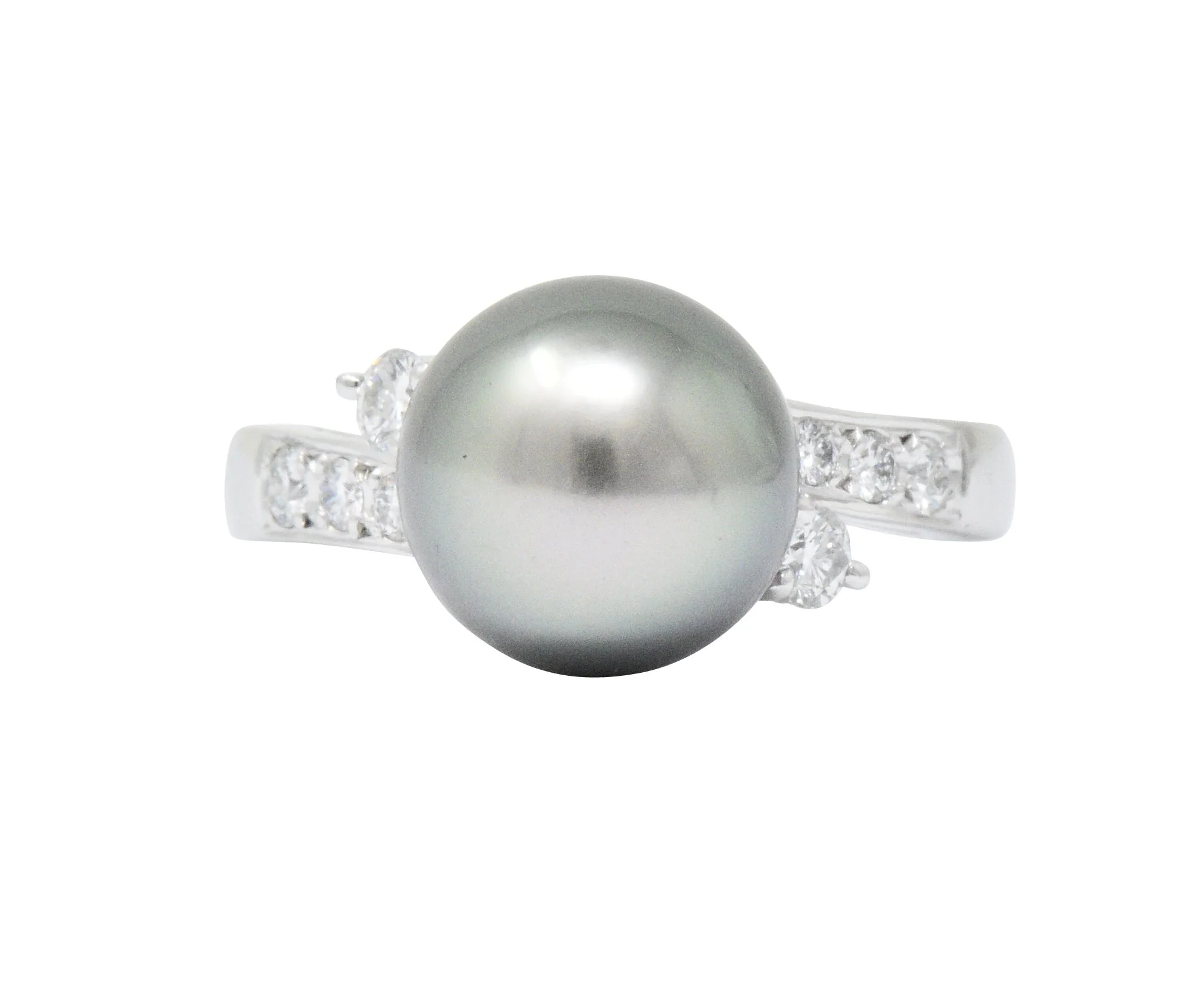 Mikimoto Grey South Sea Pearl 0.40 CTW Diamond Platinum Ring - Image 5