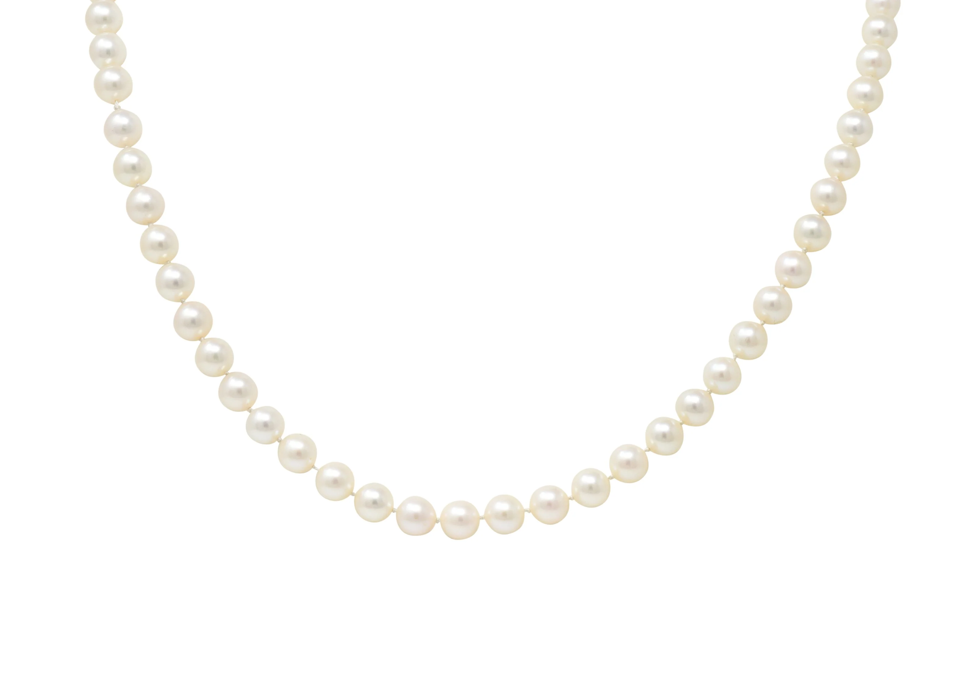 Mikimoto Vintage 1960's Cultured Pearls Silver Matinee Strand Necklace - Image 3